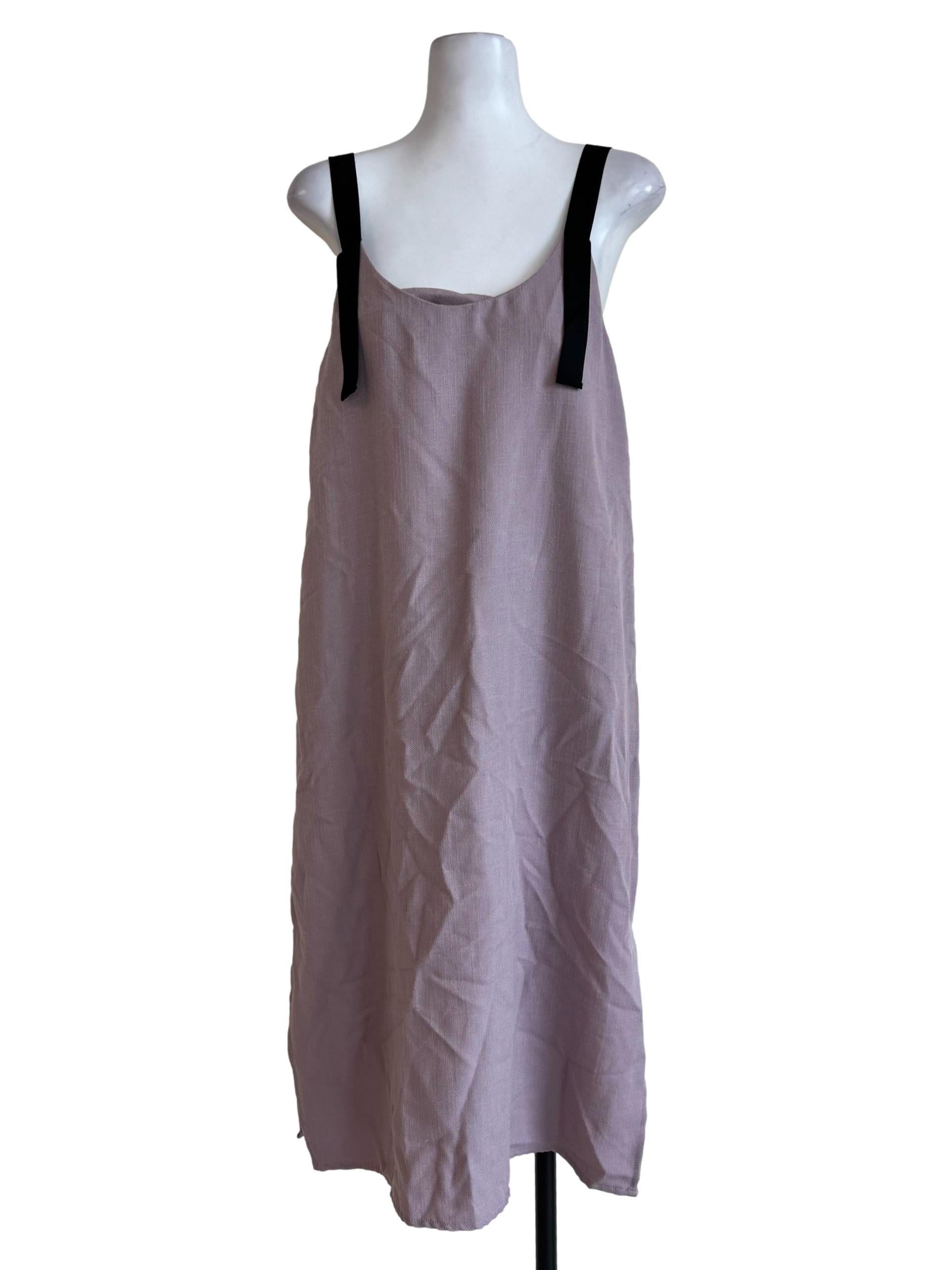 Textured Pale Purple Black Strap Dress