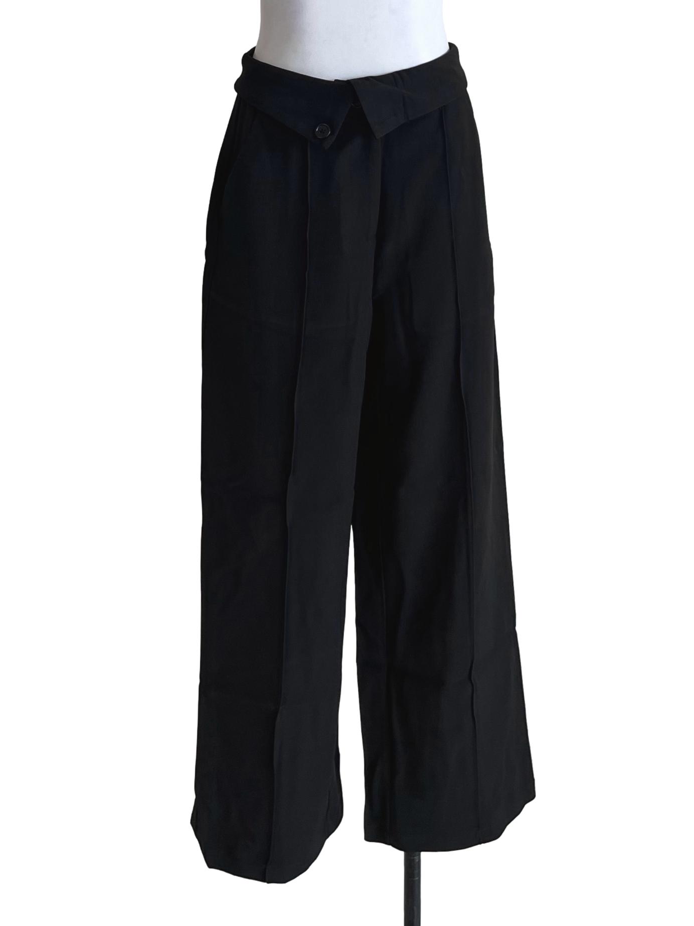Black Carson Fold Over Waist Pants