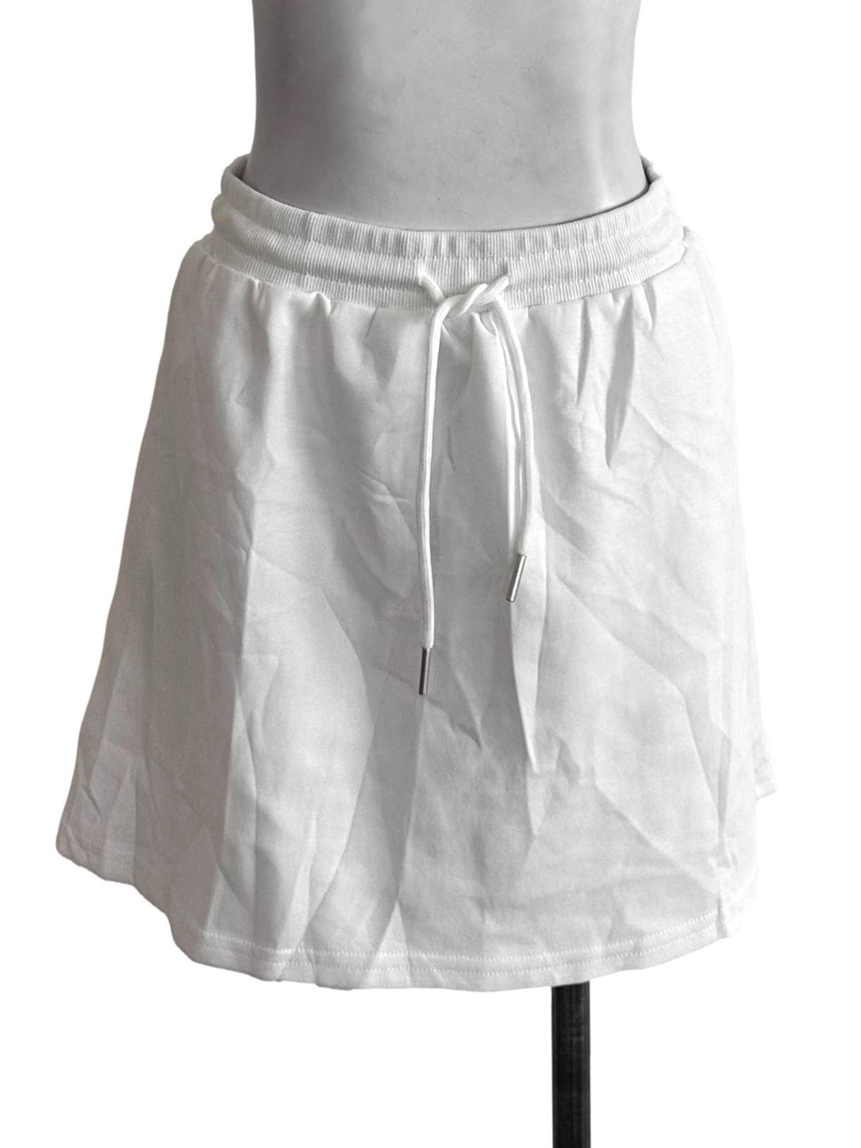 Ivory White Elastic Waist Mini Skorts