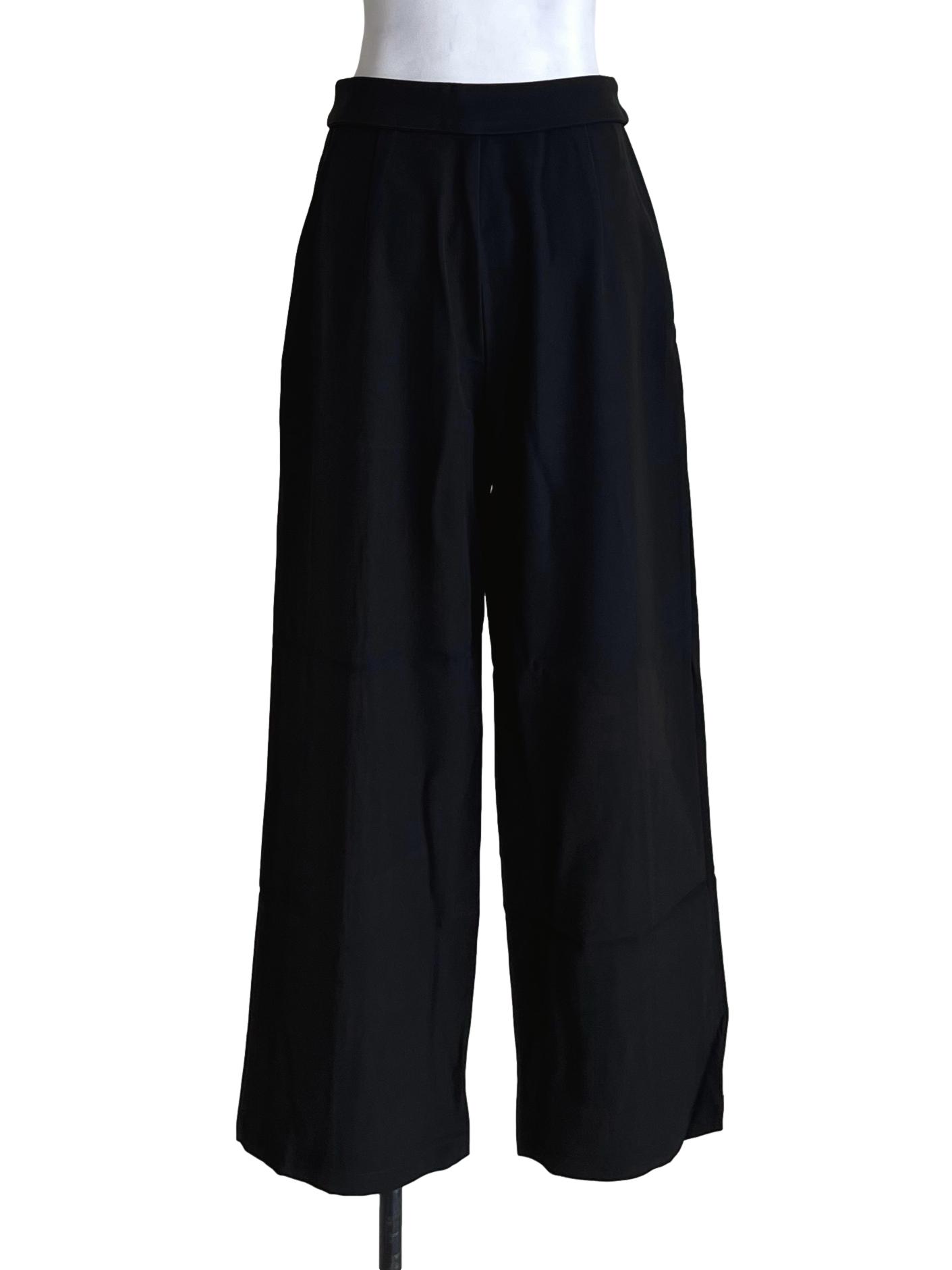 Black Carson Fold Over Waist Pants