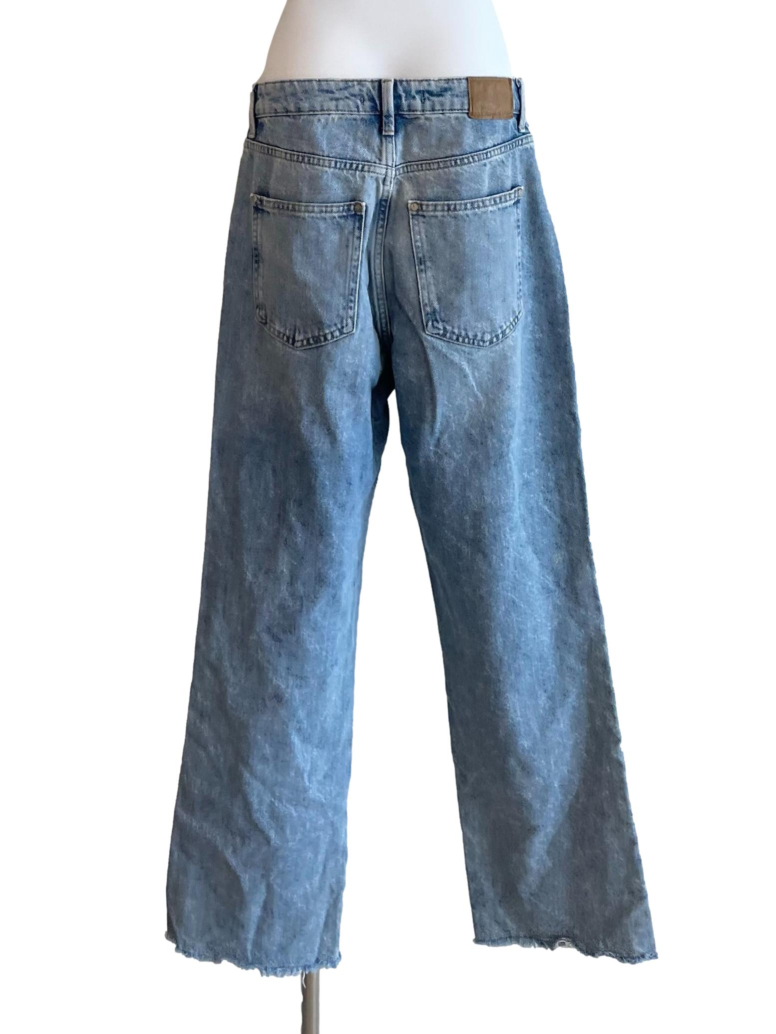 Ash Blue Distressed Baggy Jeans