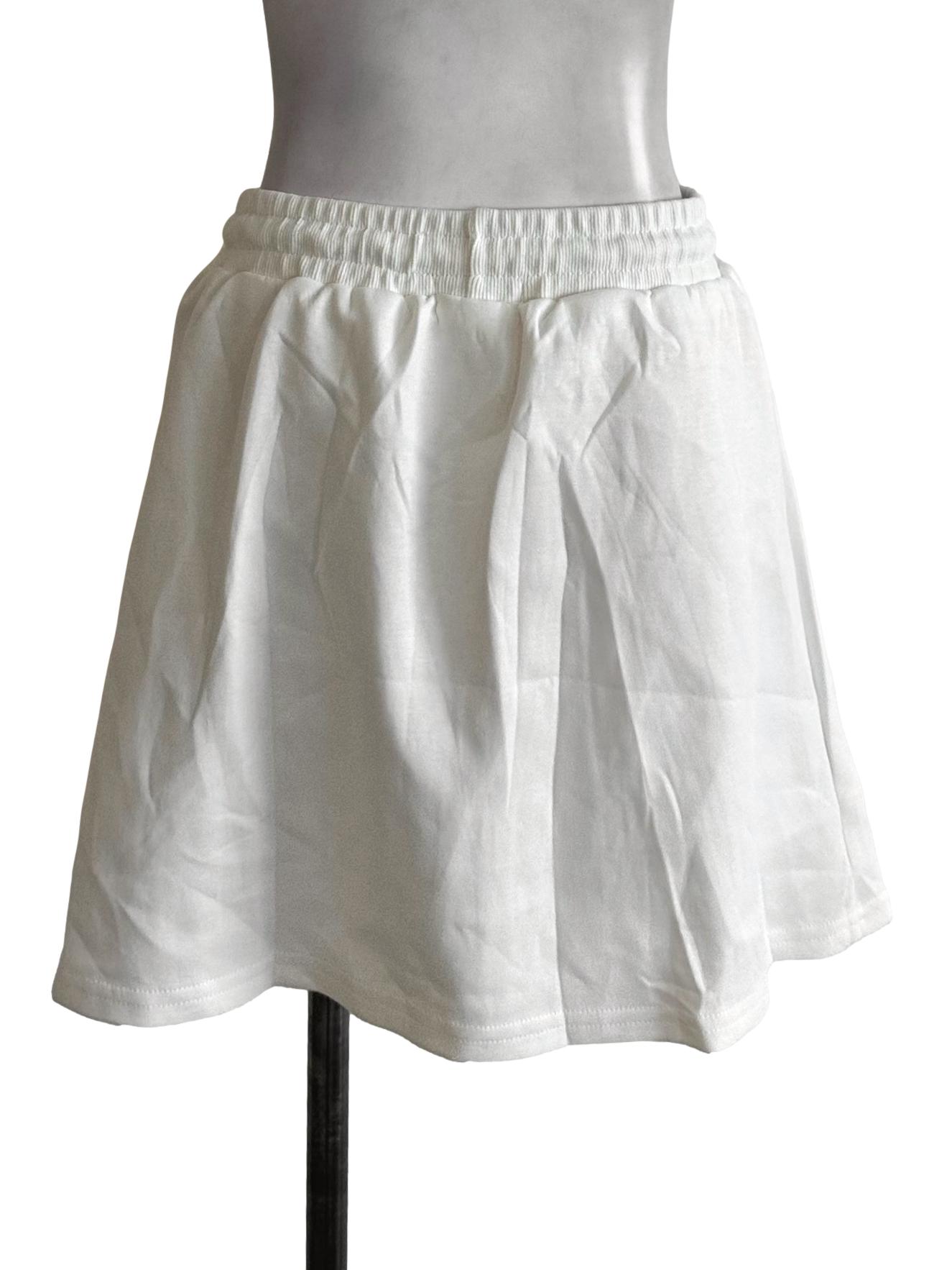 Ivory White Elastic Waist Mini Skorts