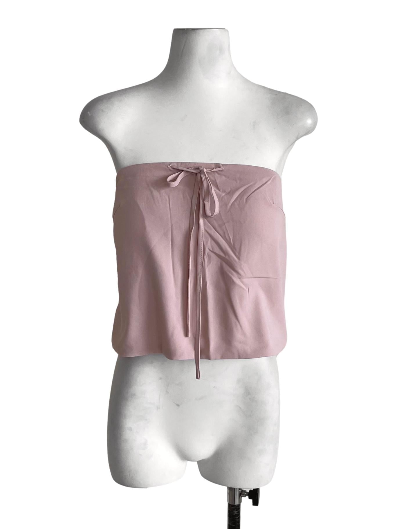Pink Ashlyn Tie Front Tube Padded Top