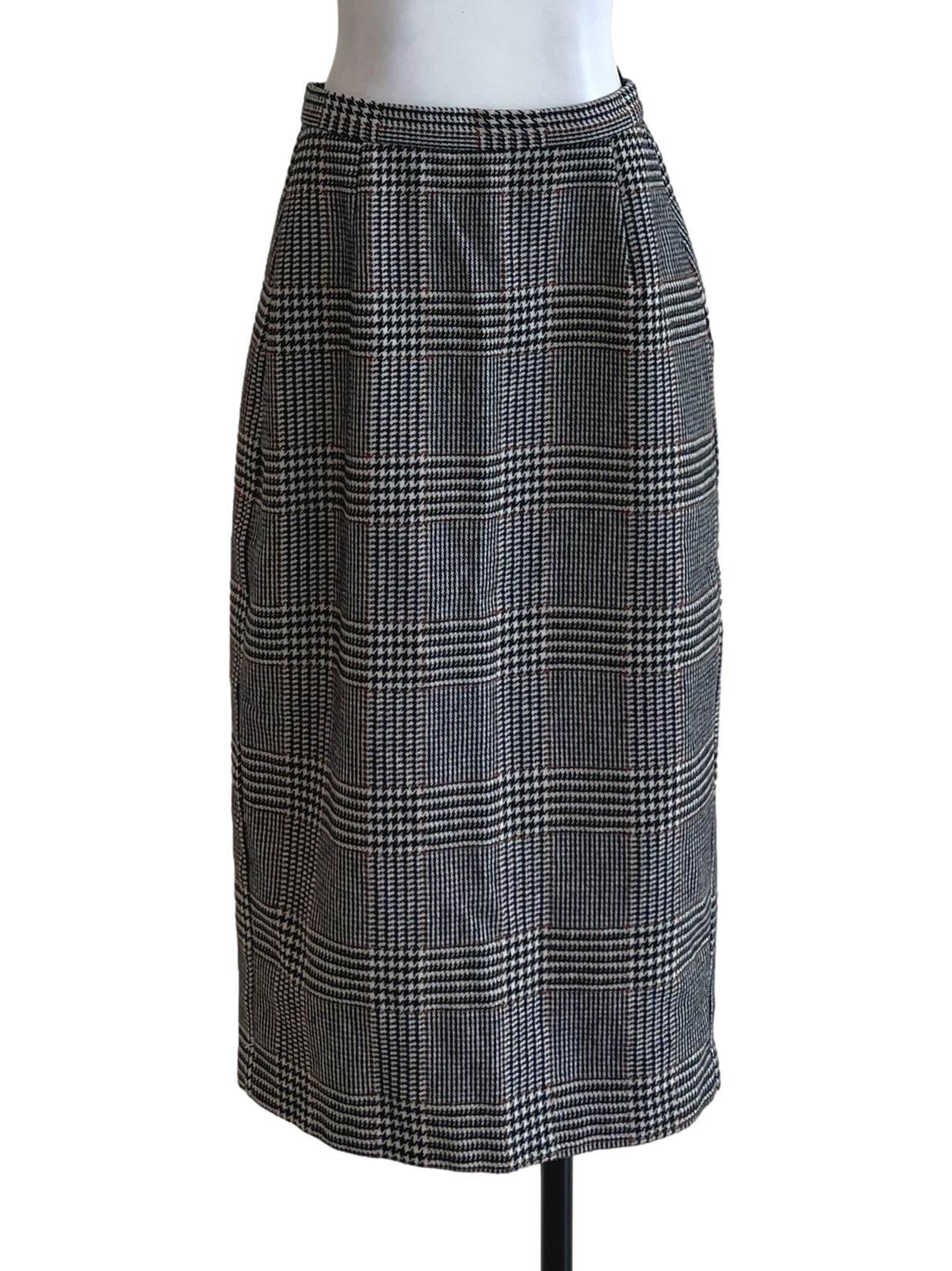 Black And Brown Houndstooth Skirt