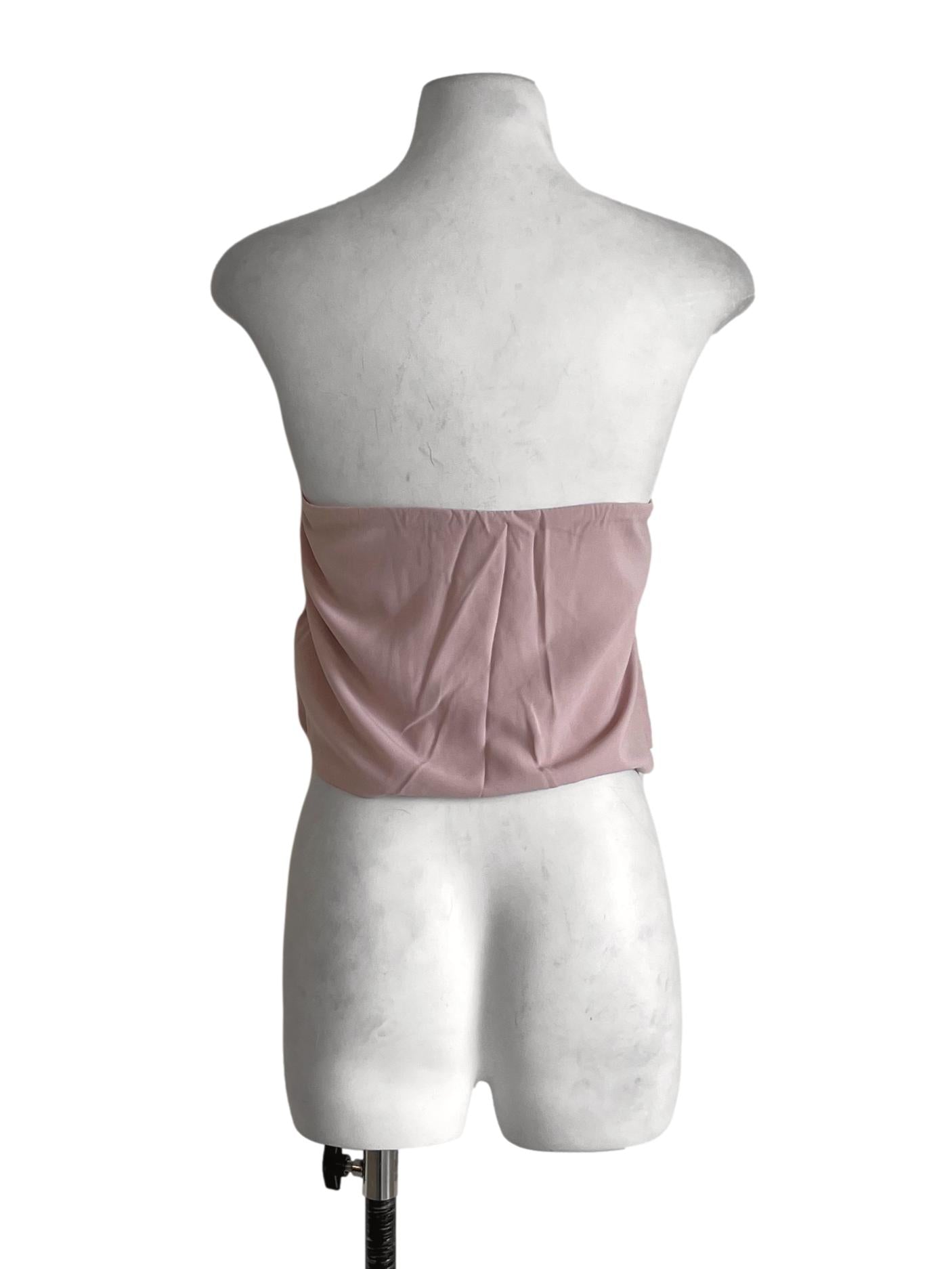 Pink Ashlyn Tie Front Tube Padded Top