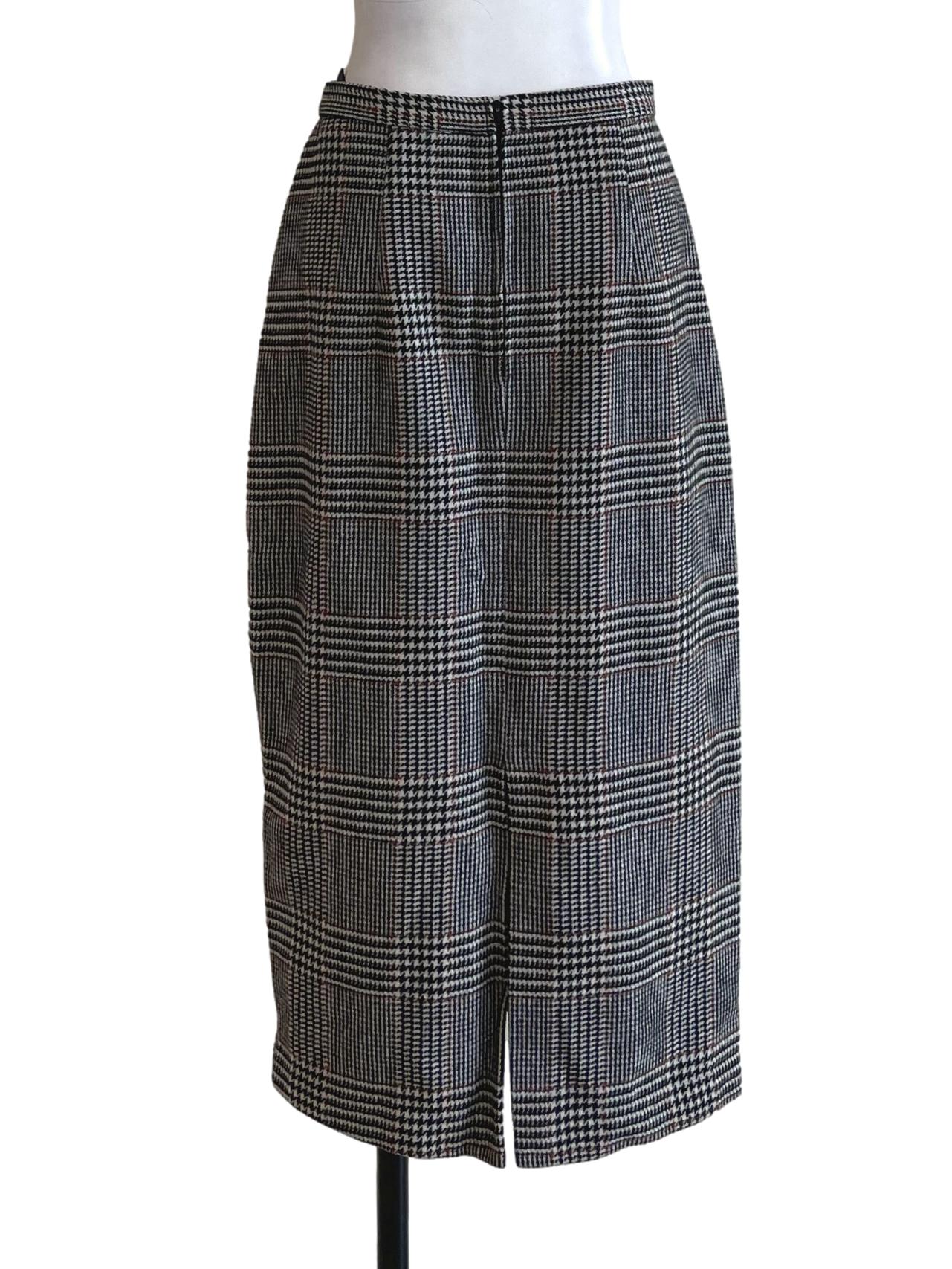 Black And Brown Houndstooth Skirt