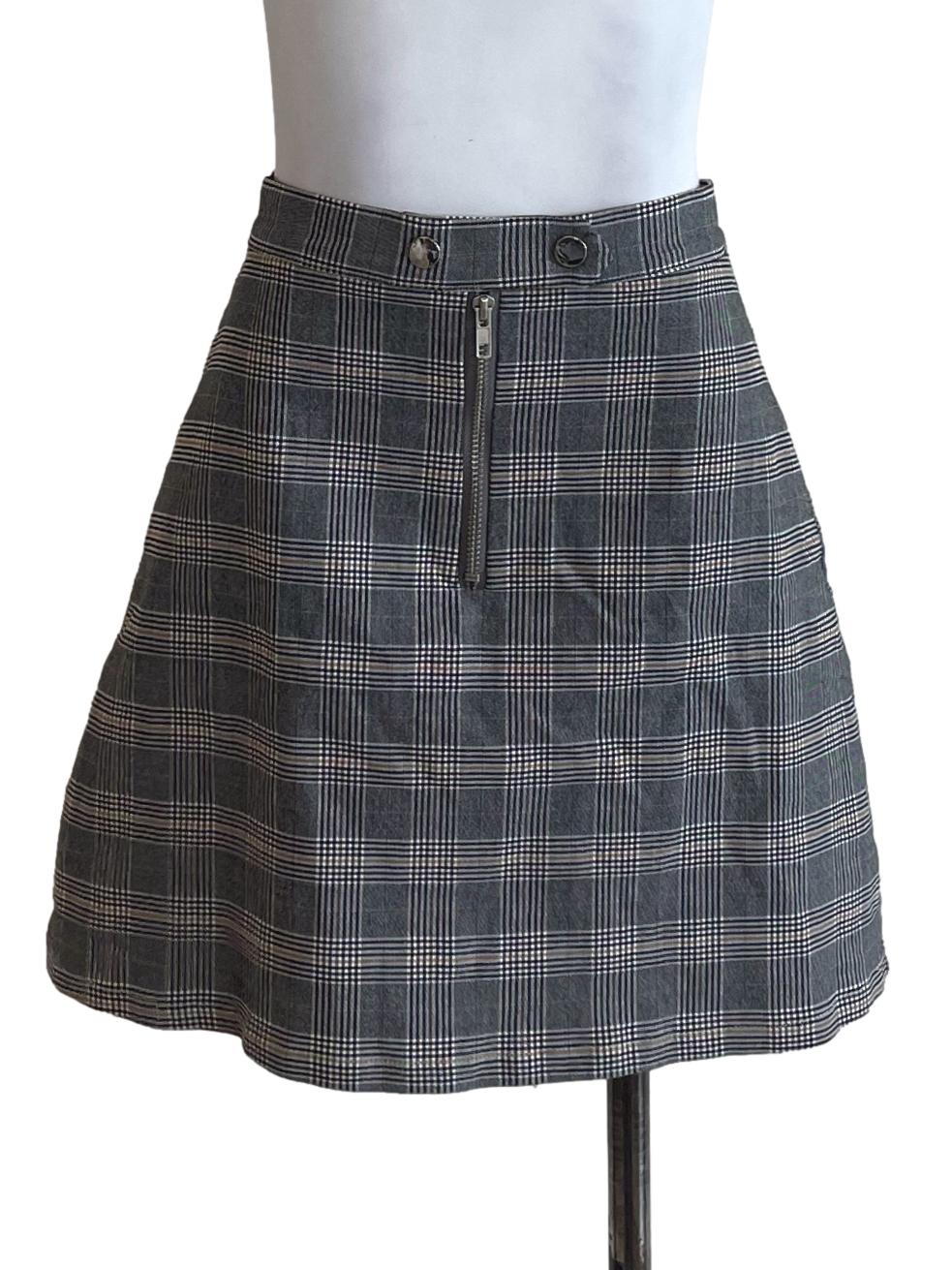 Grey And Brown Plaid Skorts