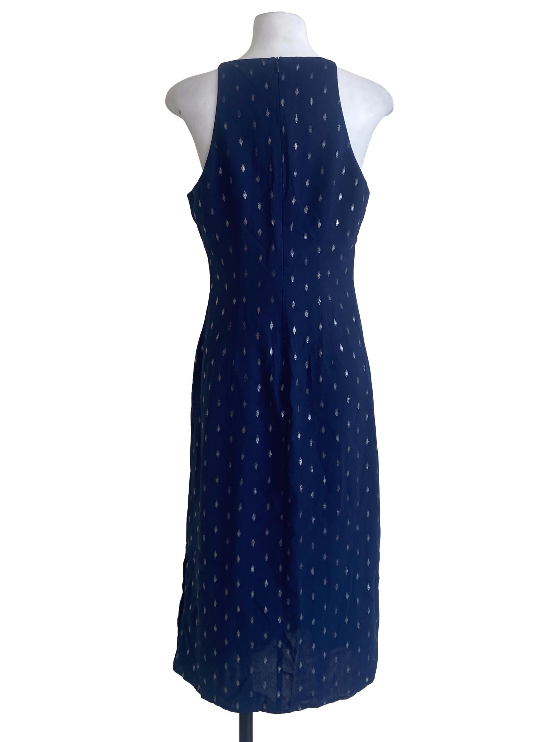 Navy Blue Sleeveless Slit Dress