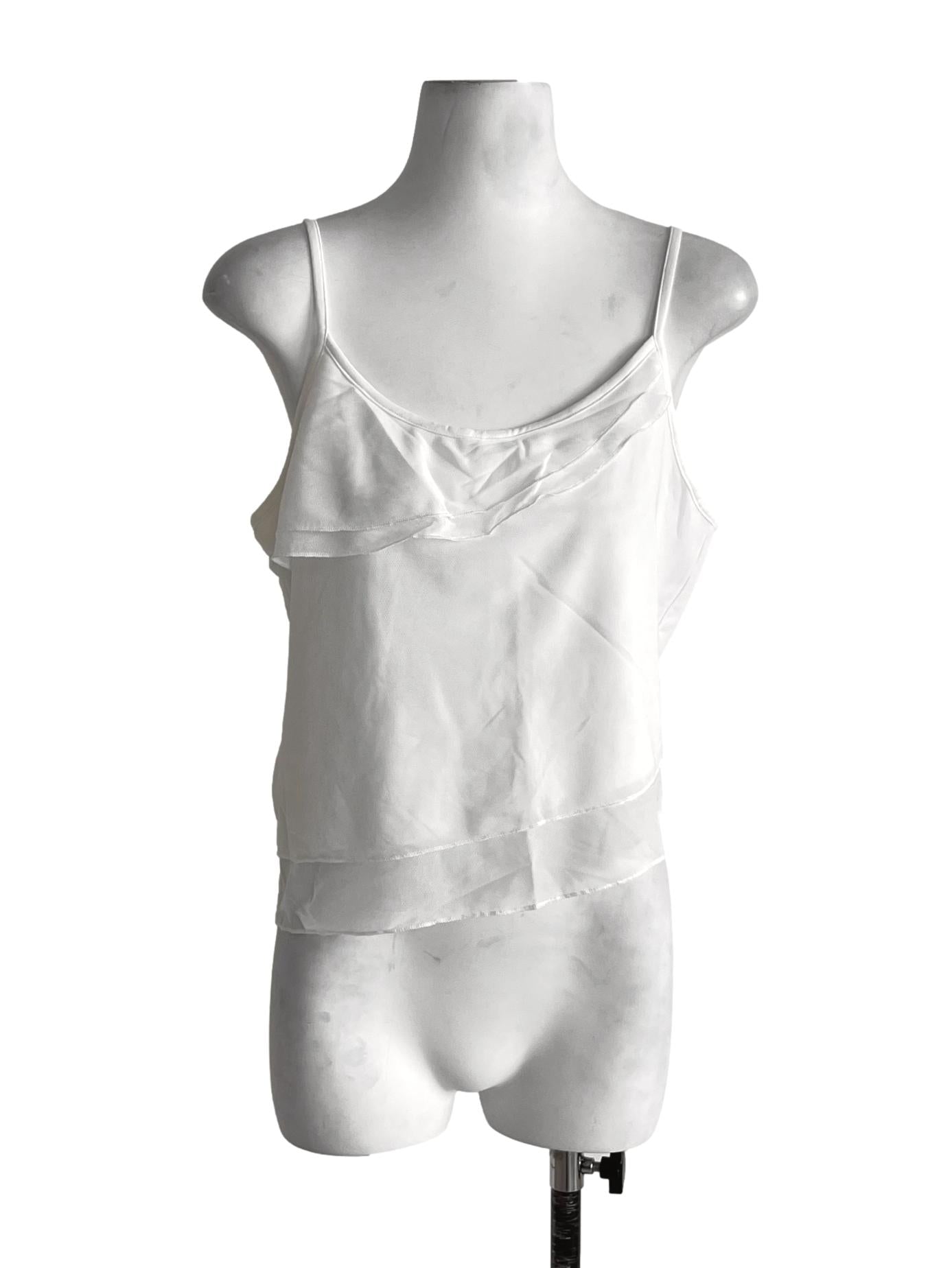 White Aubrey Mesh Ruffles Top