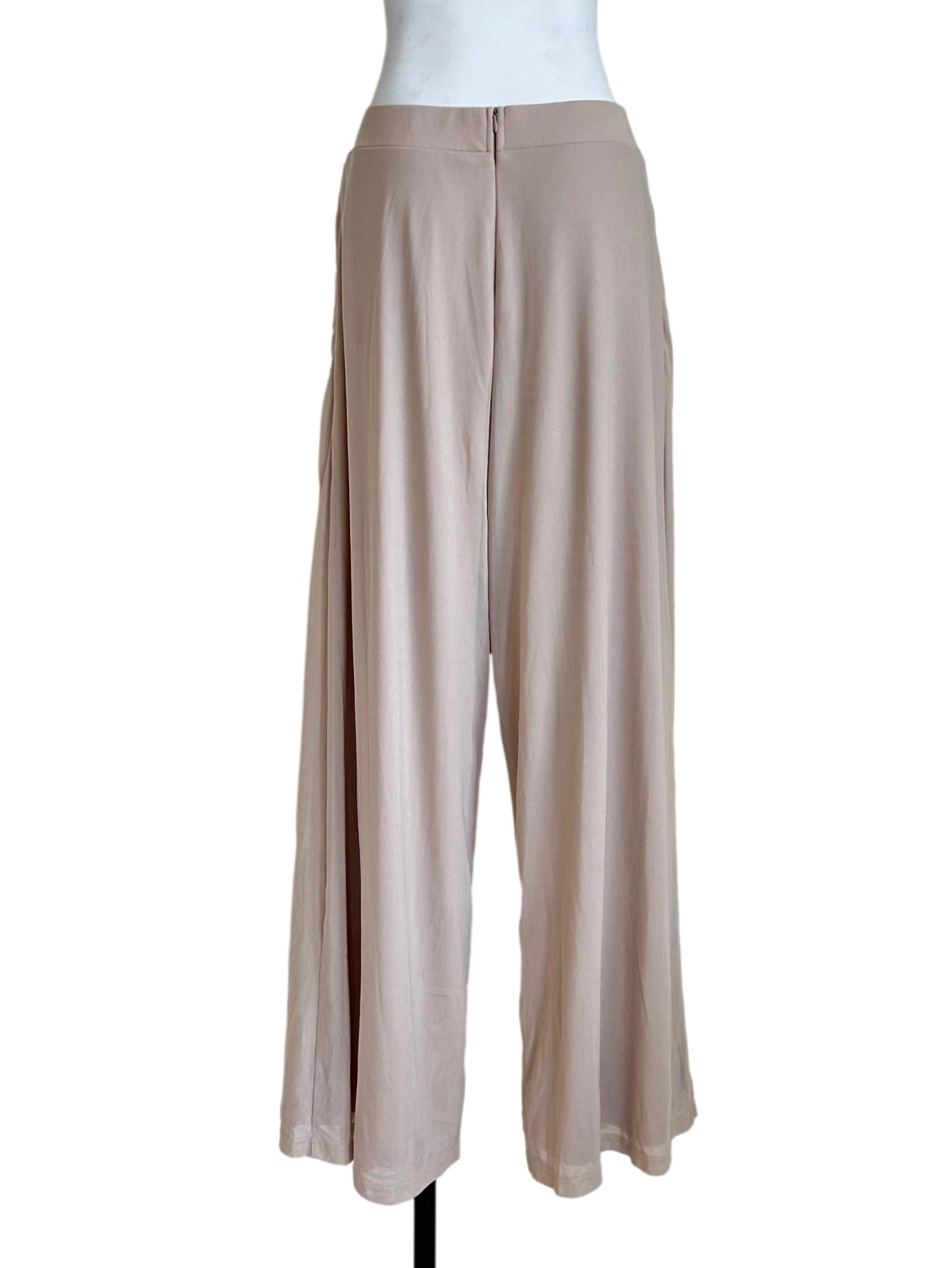 Blush Pink Wide-Leg Mesh Pants