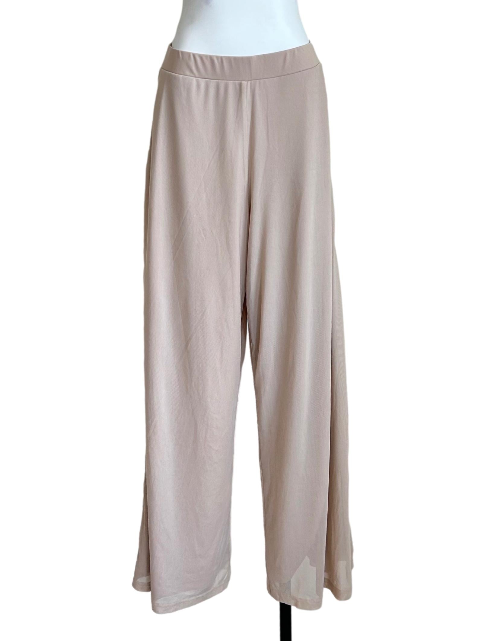 Blush Pink Wide-Leg Mesh Pants