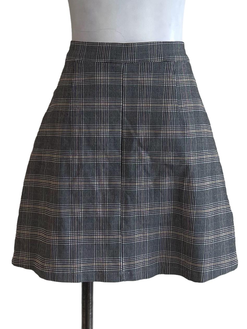 Grey And Brown Plaid Skorts