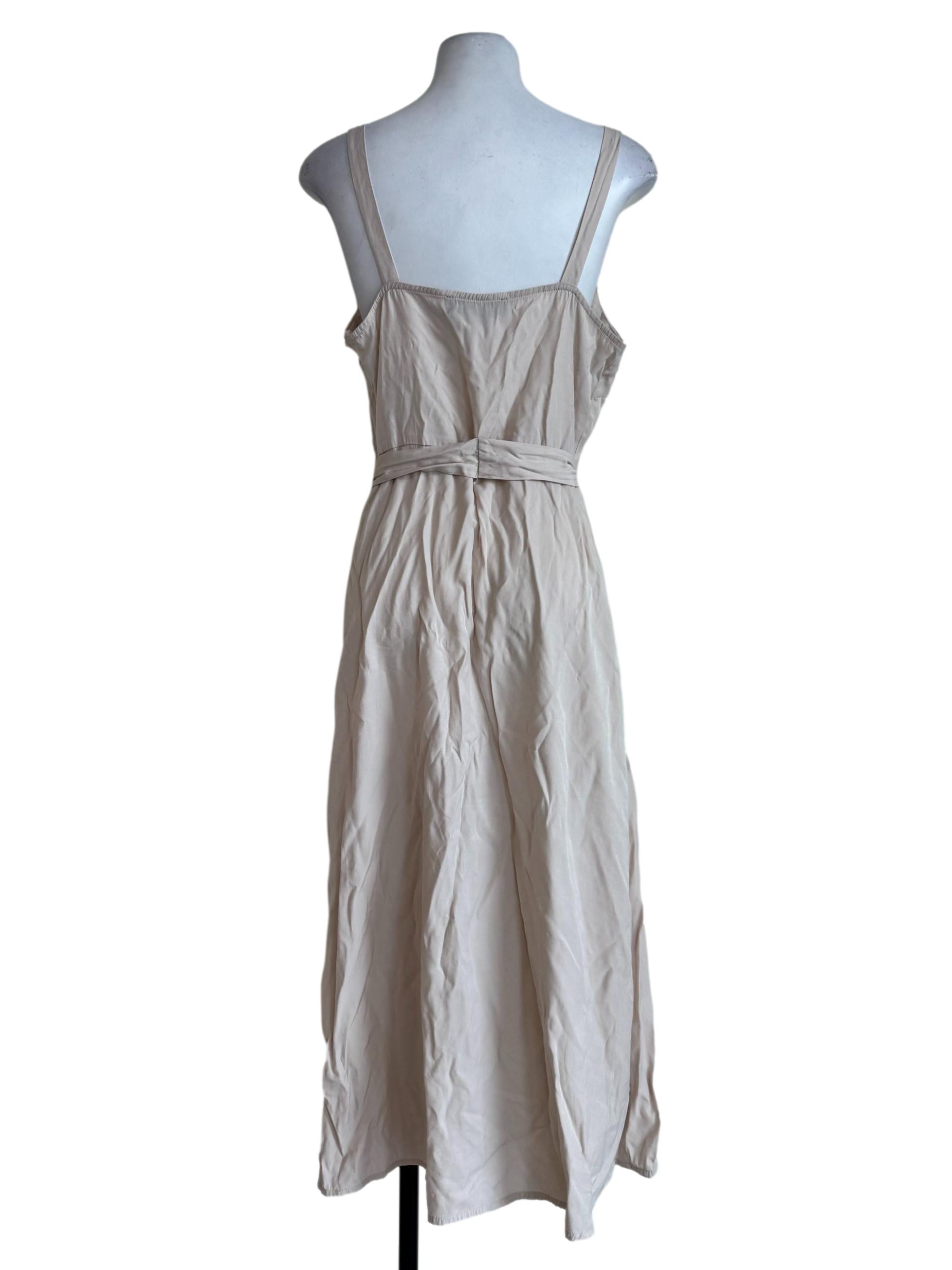 Sand Beige V Neck Dress