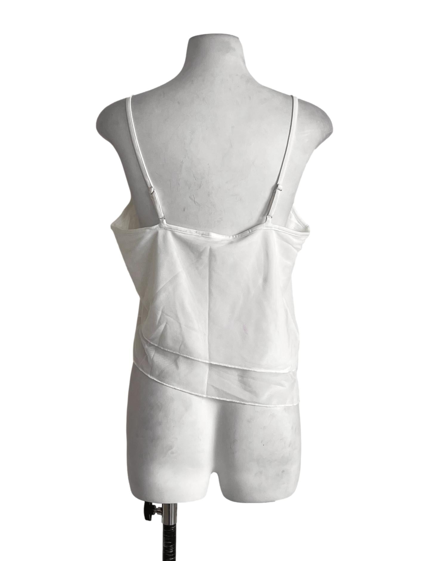 White Aubrey Mesh Ruffles Top