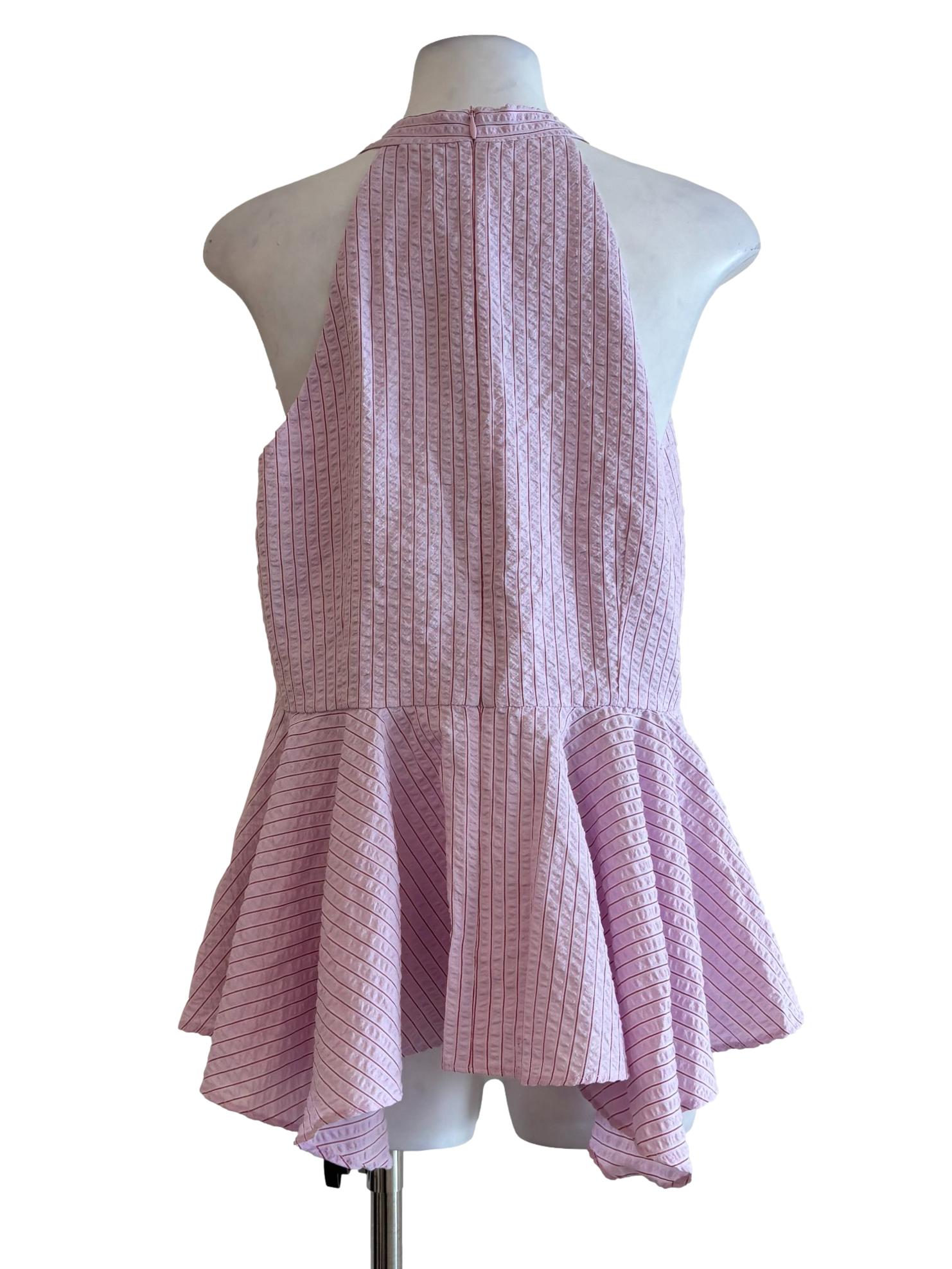 Baby Pink Stripe Cotton Peplum Top