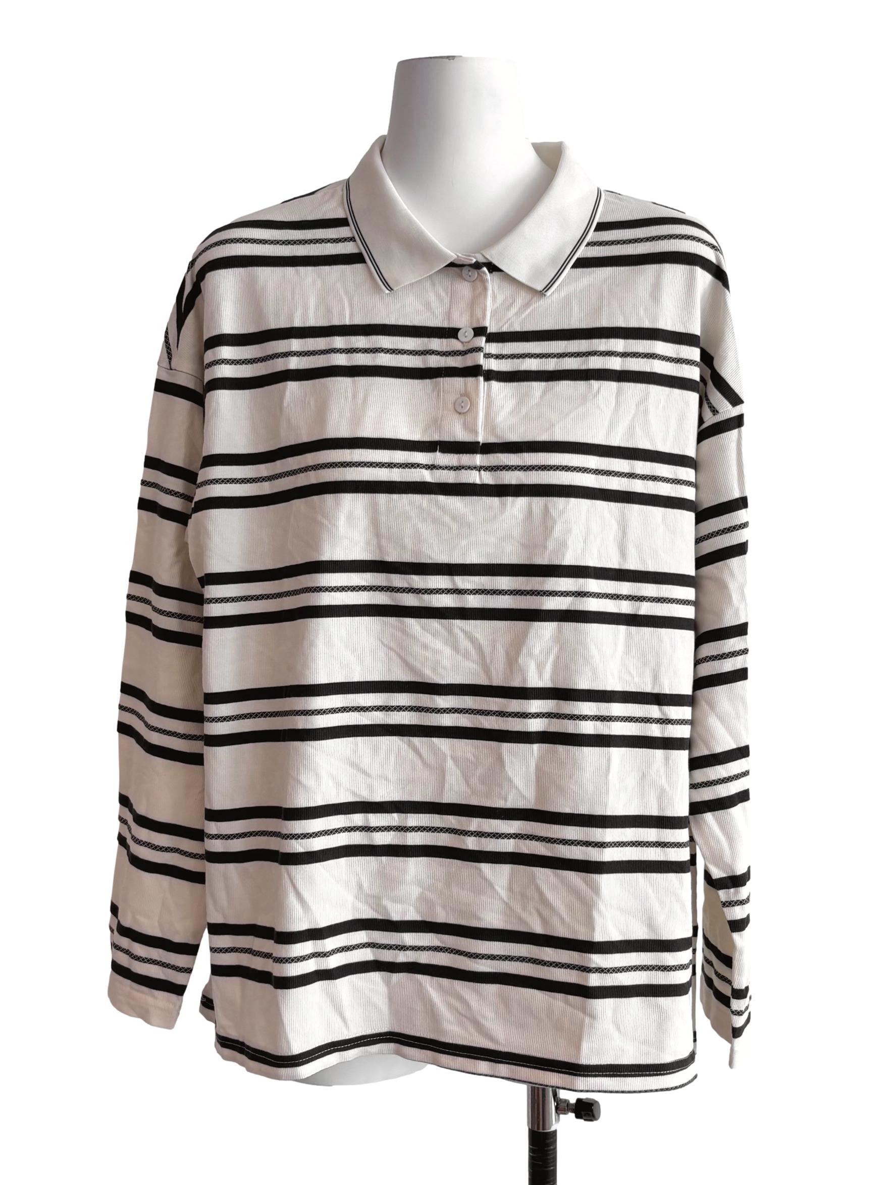 White Scrum Rugby Striped Oversized Tee YHF