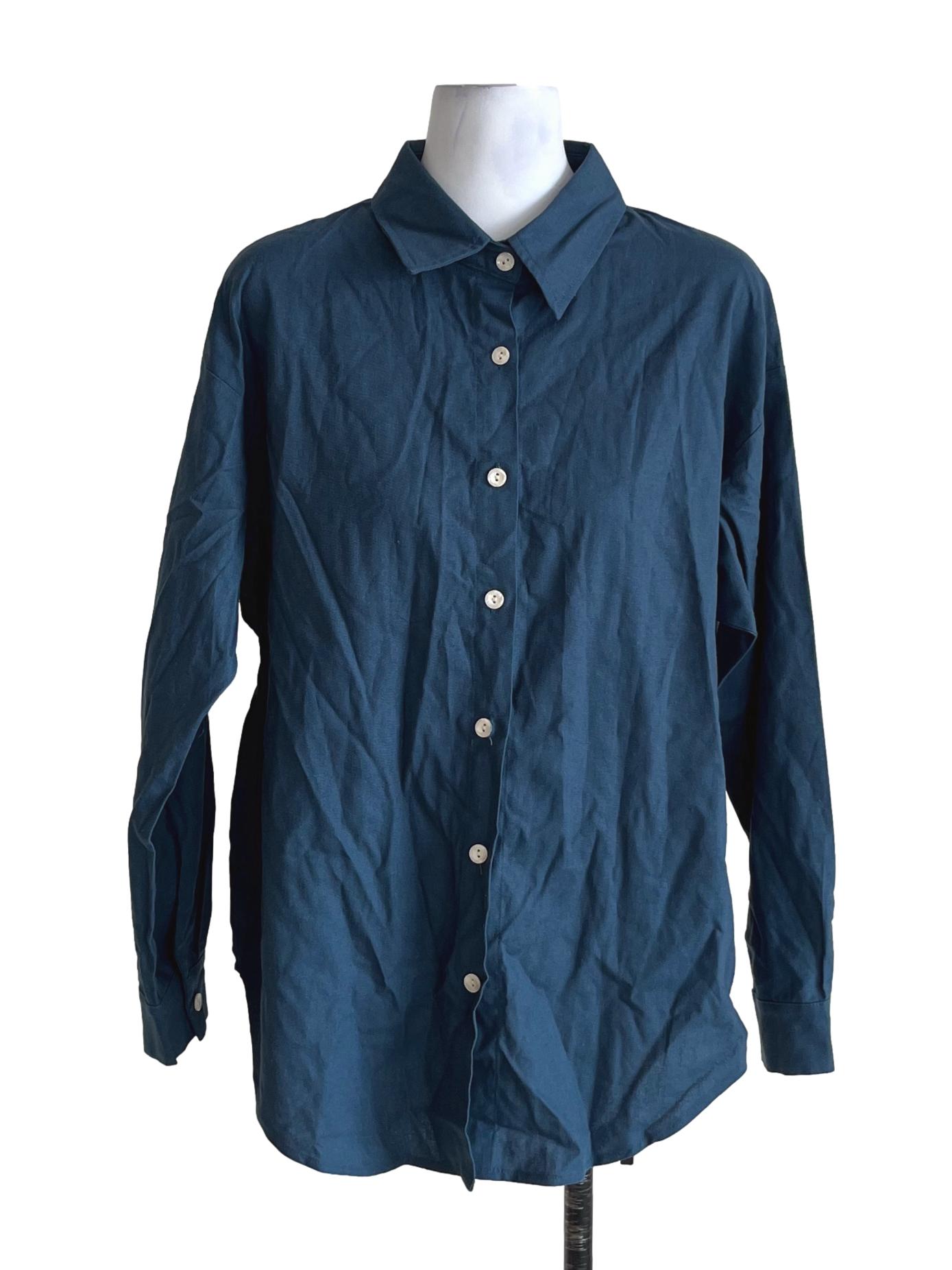 Ocean Blue Wing Collar Blouse