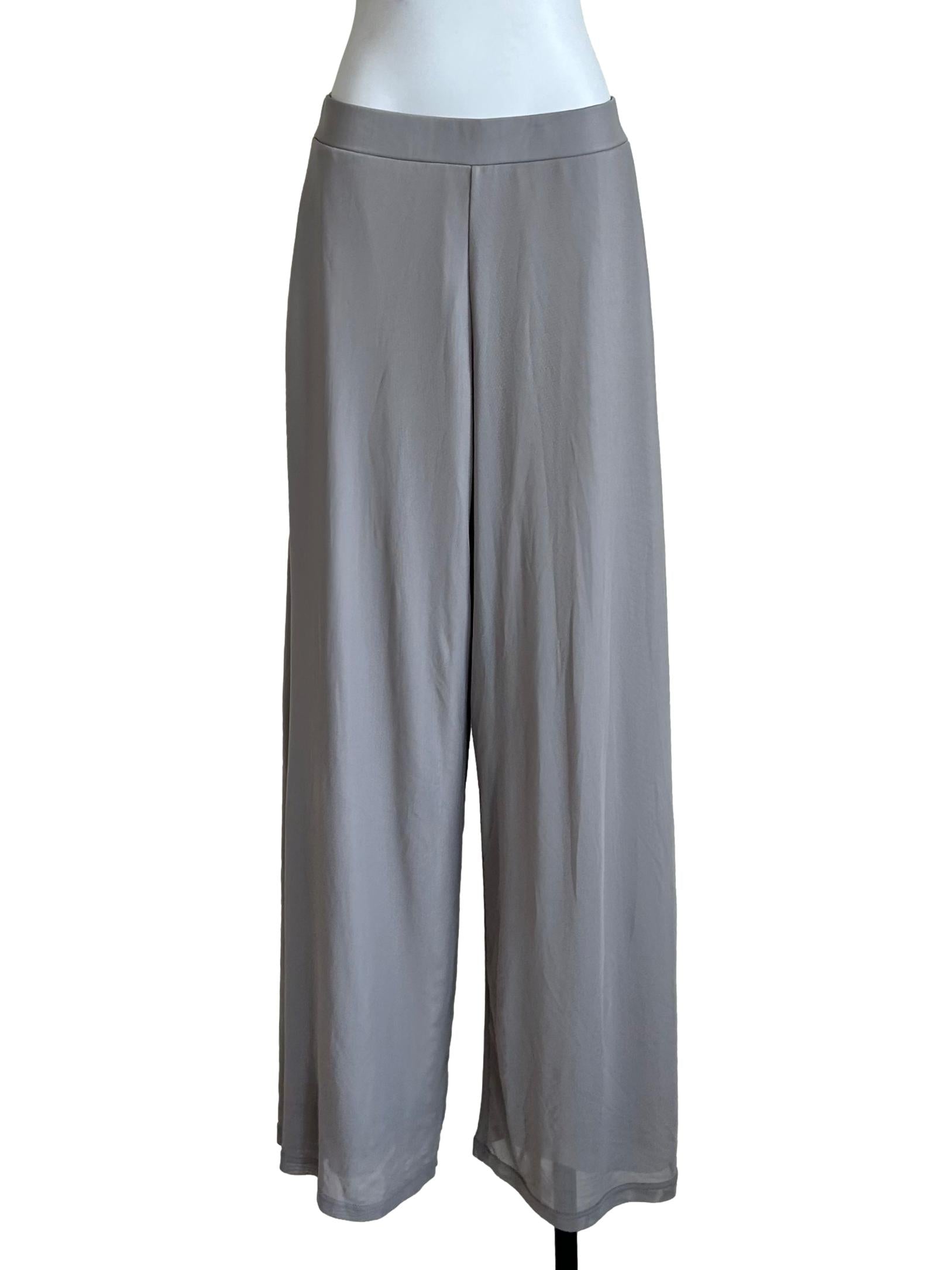 Cloud Grey Wide-Leg Mesh Pants
