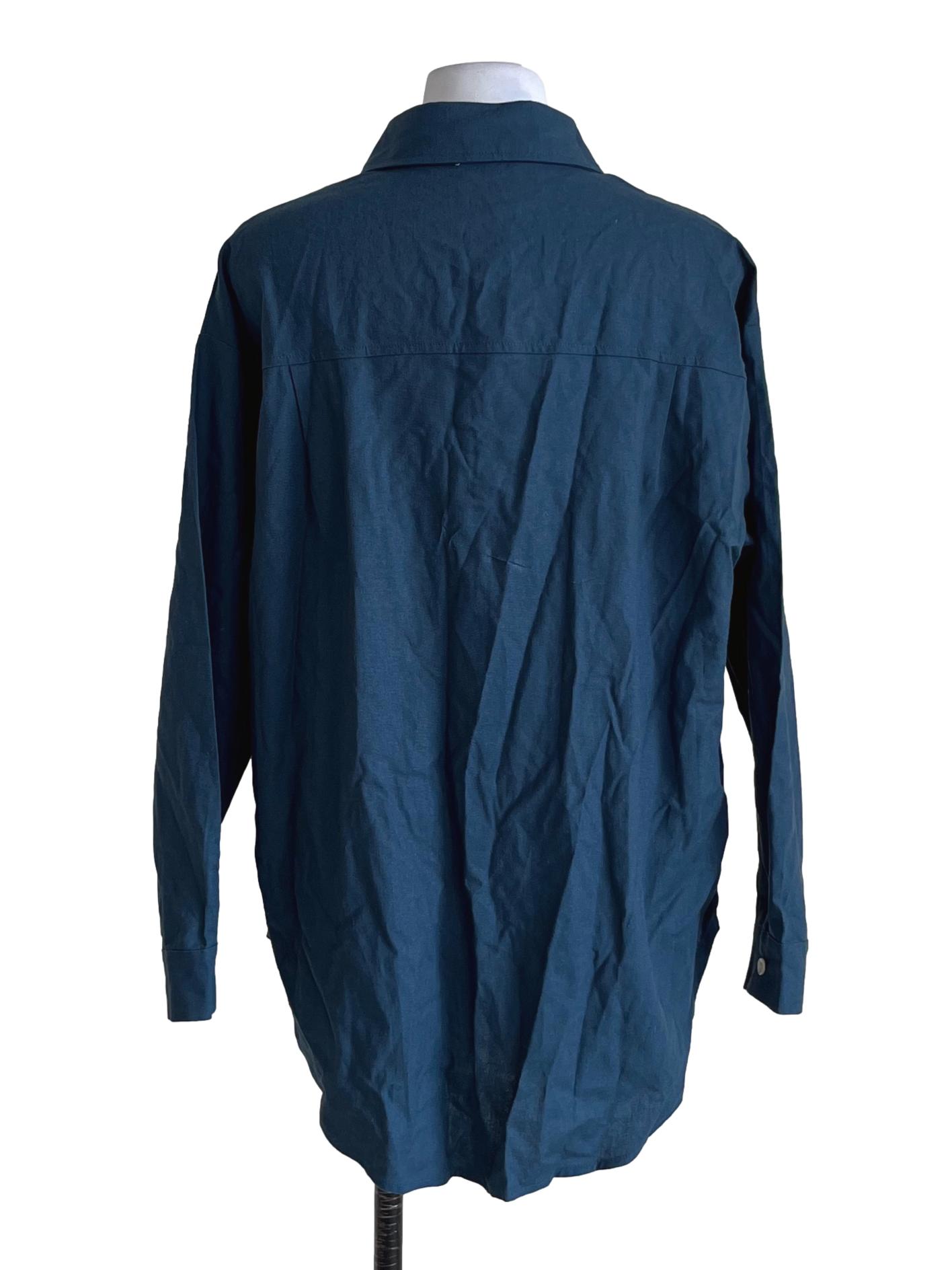 Ocean Blue Wing Collar Blouse