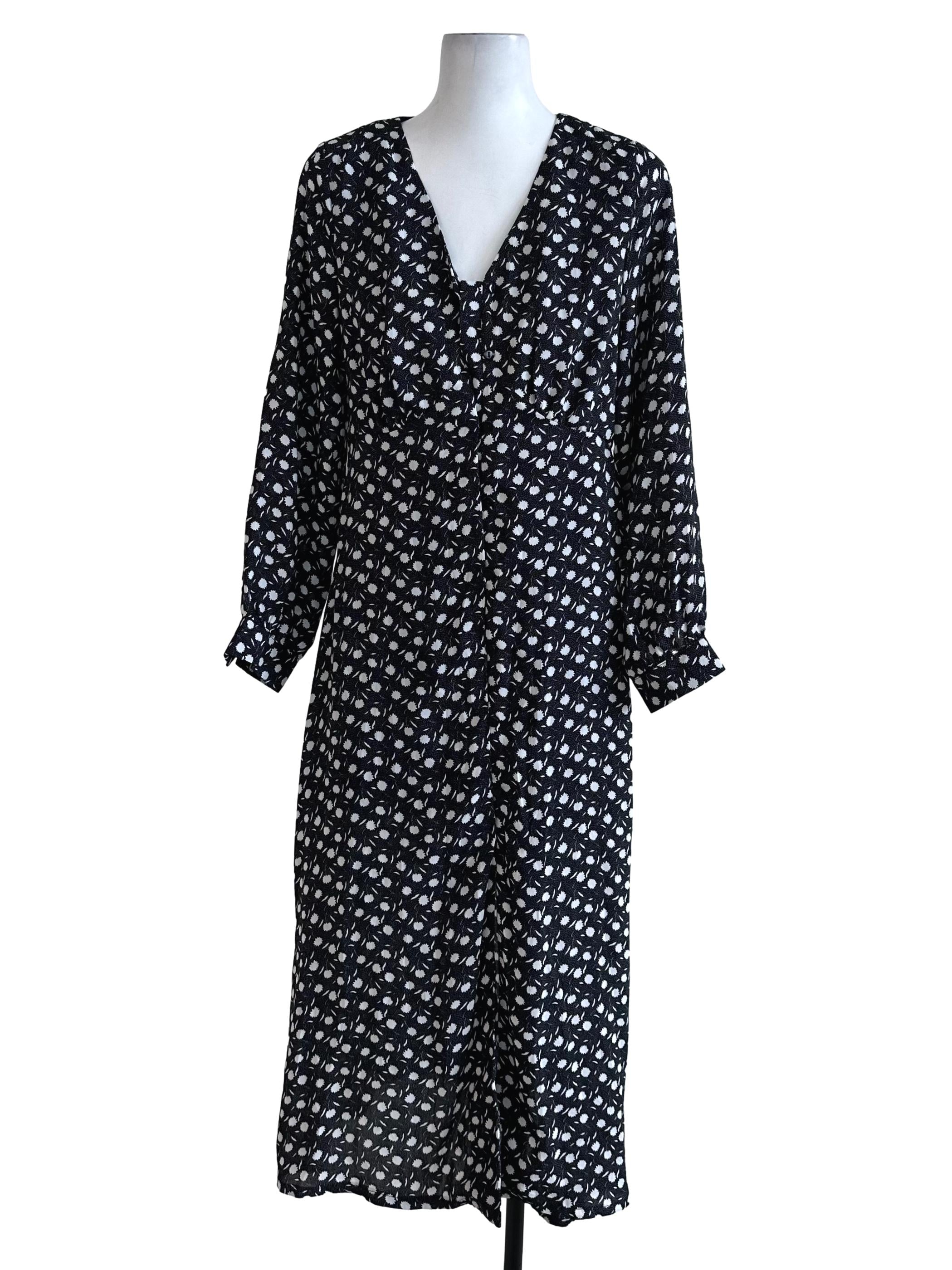 The Editor's Market Black Abstract Button Dress | REFASH