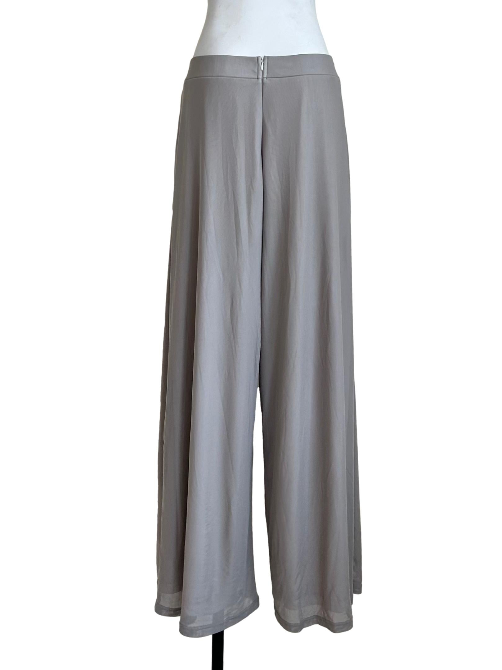 Cloud Grey Wide-Leg Mesh Pants
