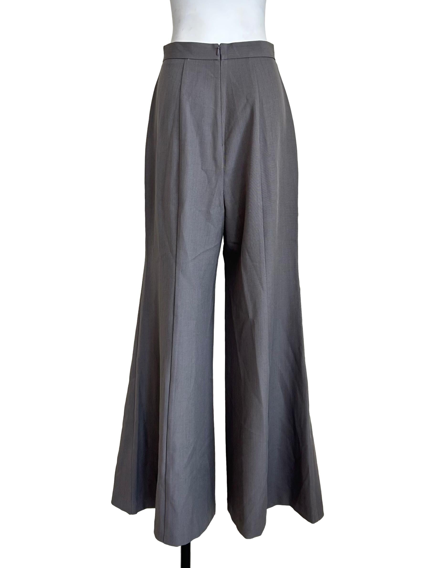 Dove Grey High-Waisted Flare Trousers LB