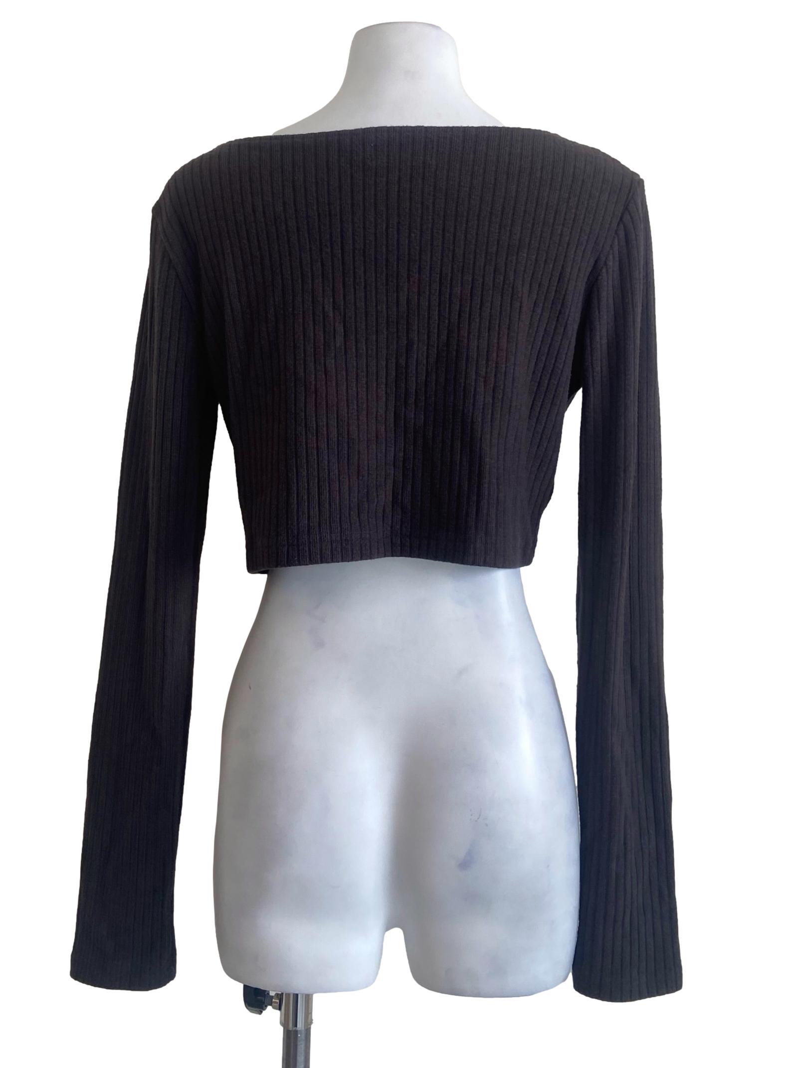 Ash Grey Pencil Stripe Crop Cardigan