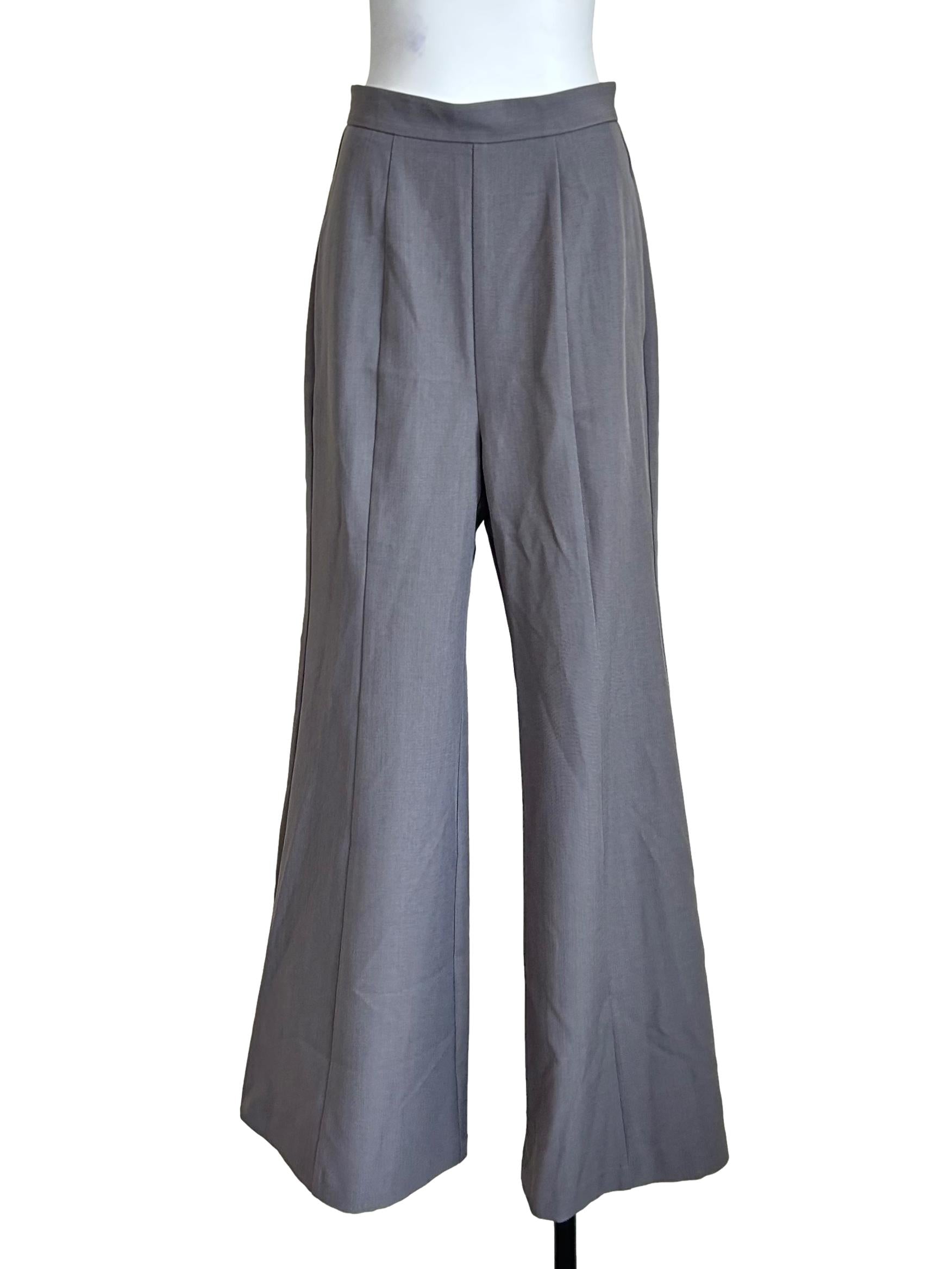 Dove Grey High-Waisted Flare Trousers LB