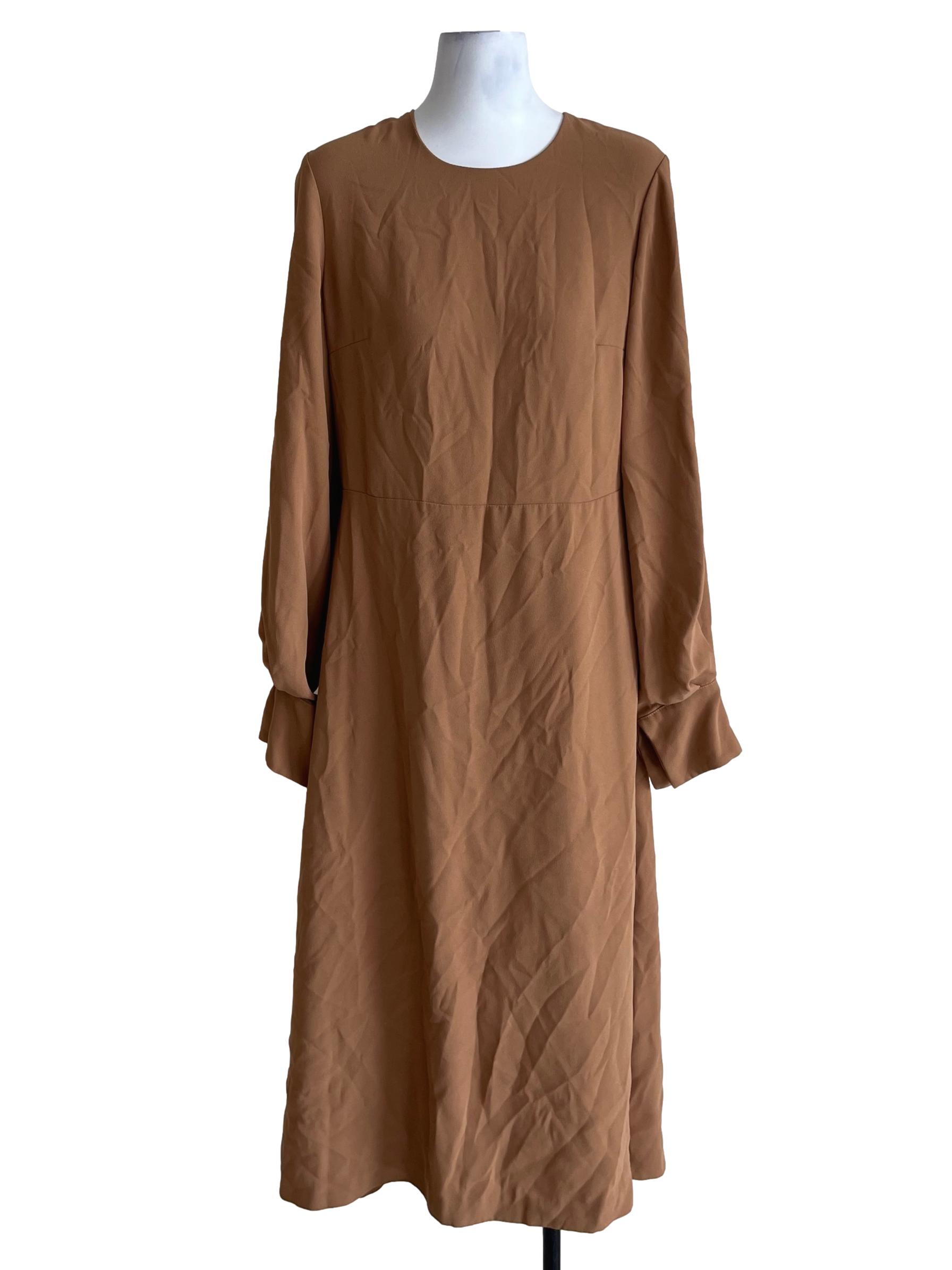 Tortilla Brown Jewel Neckline Empire Dress
