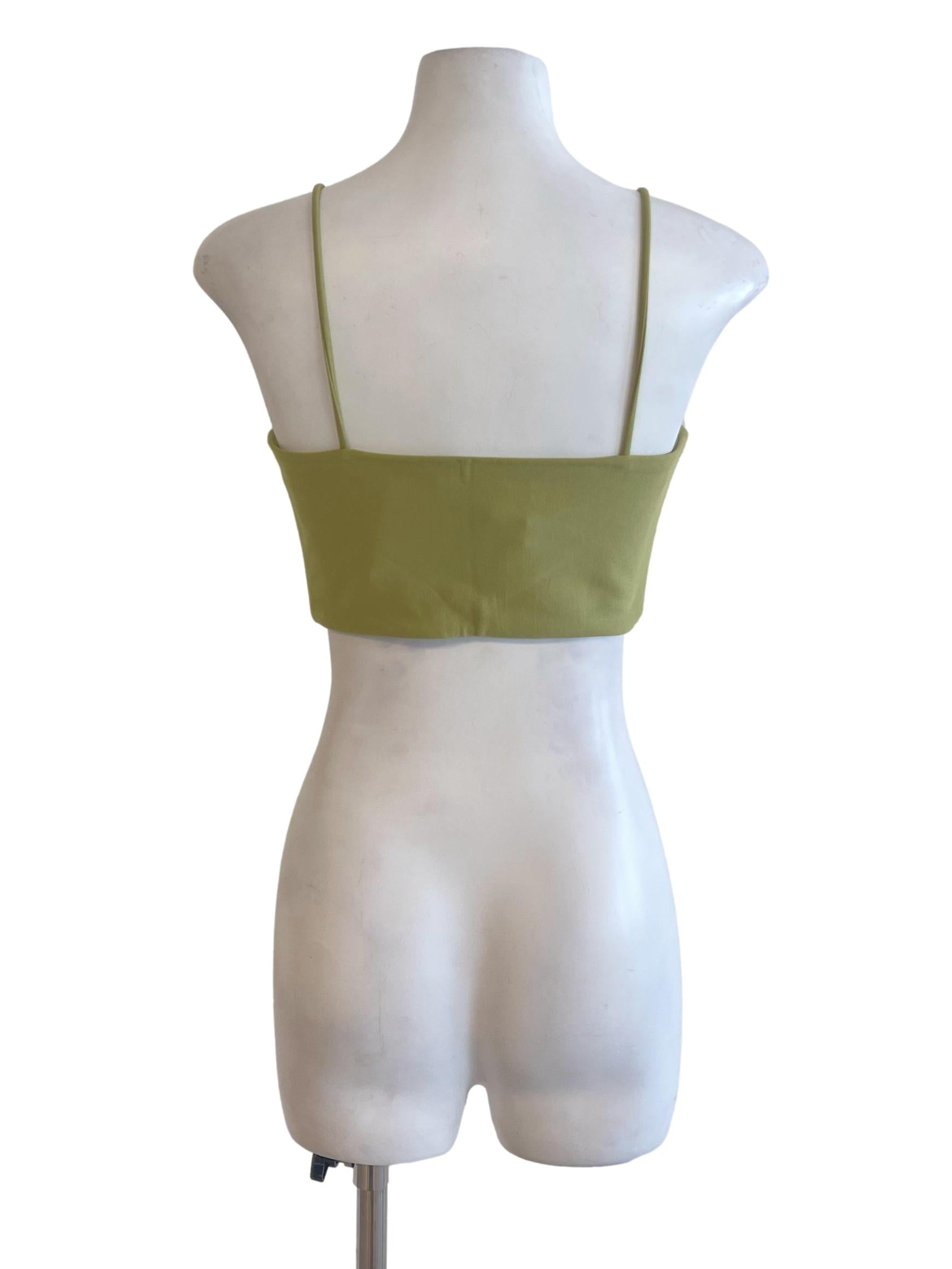 Olive Green Spaghetti Strap Crop Top LB