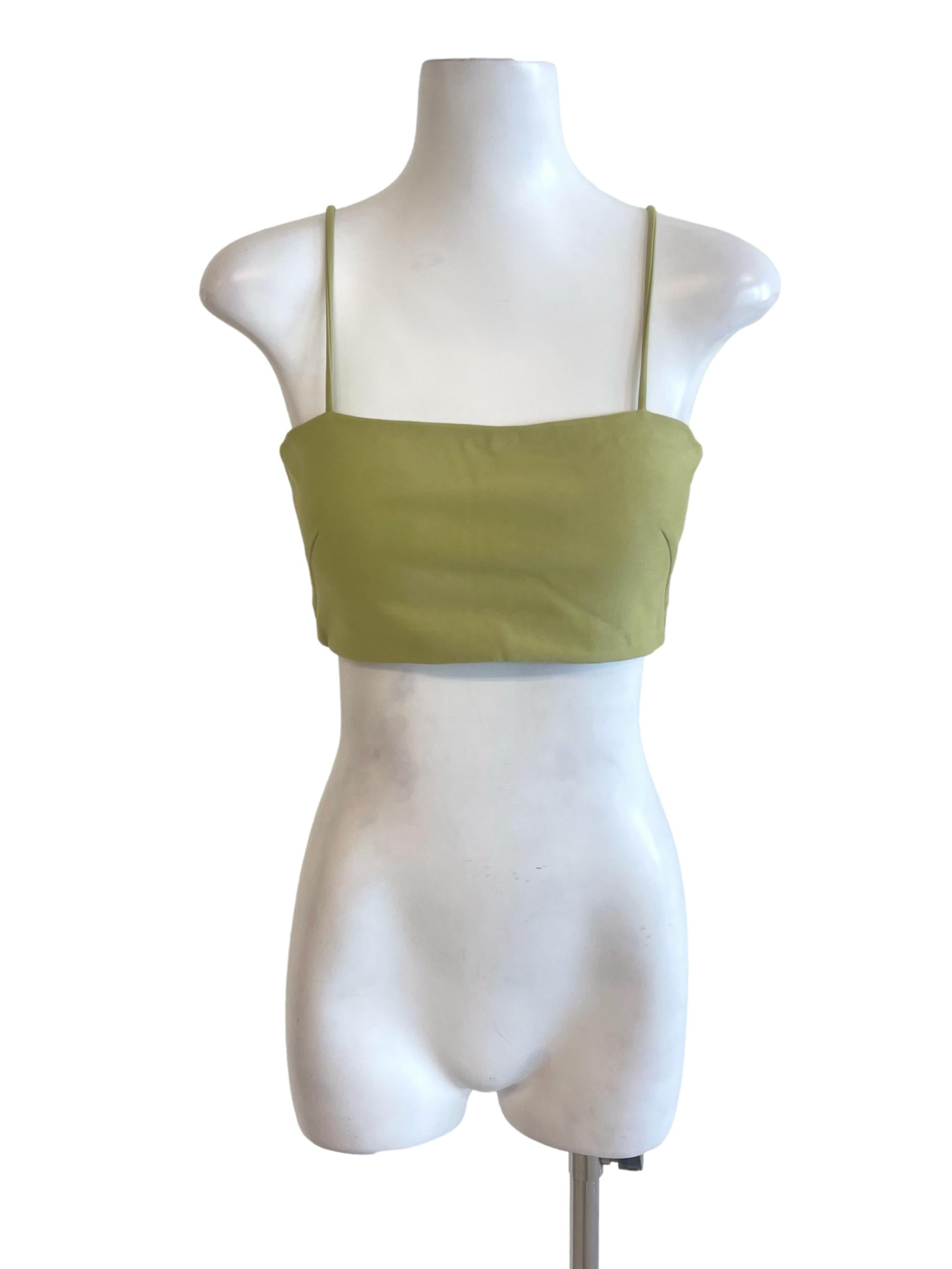 Olive Green Spaghetti Strap Crop Top LB