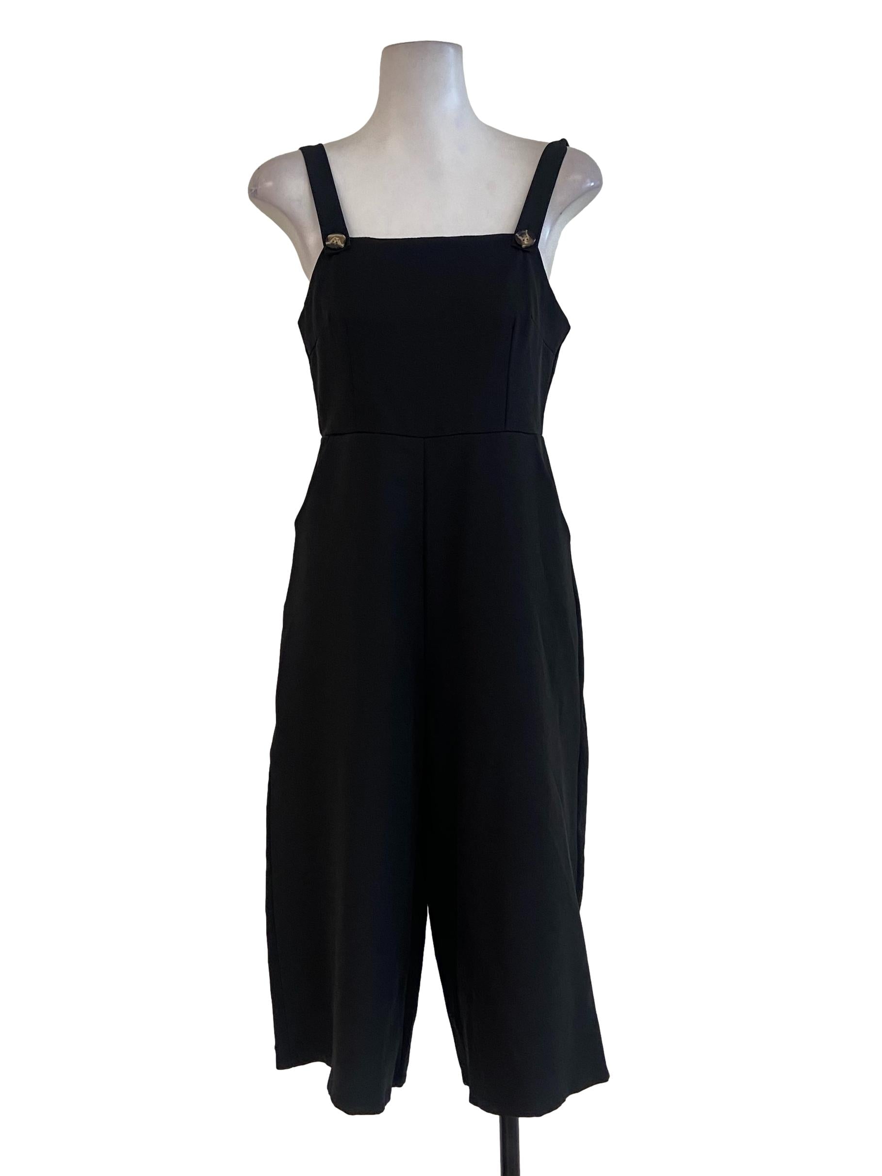 Black Square Neck Jumpsuits