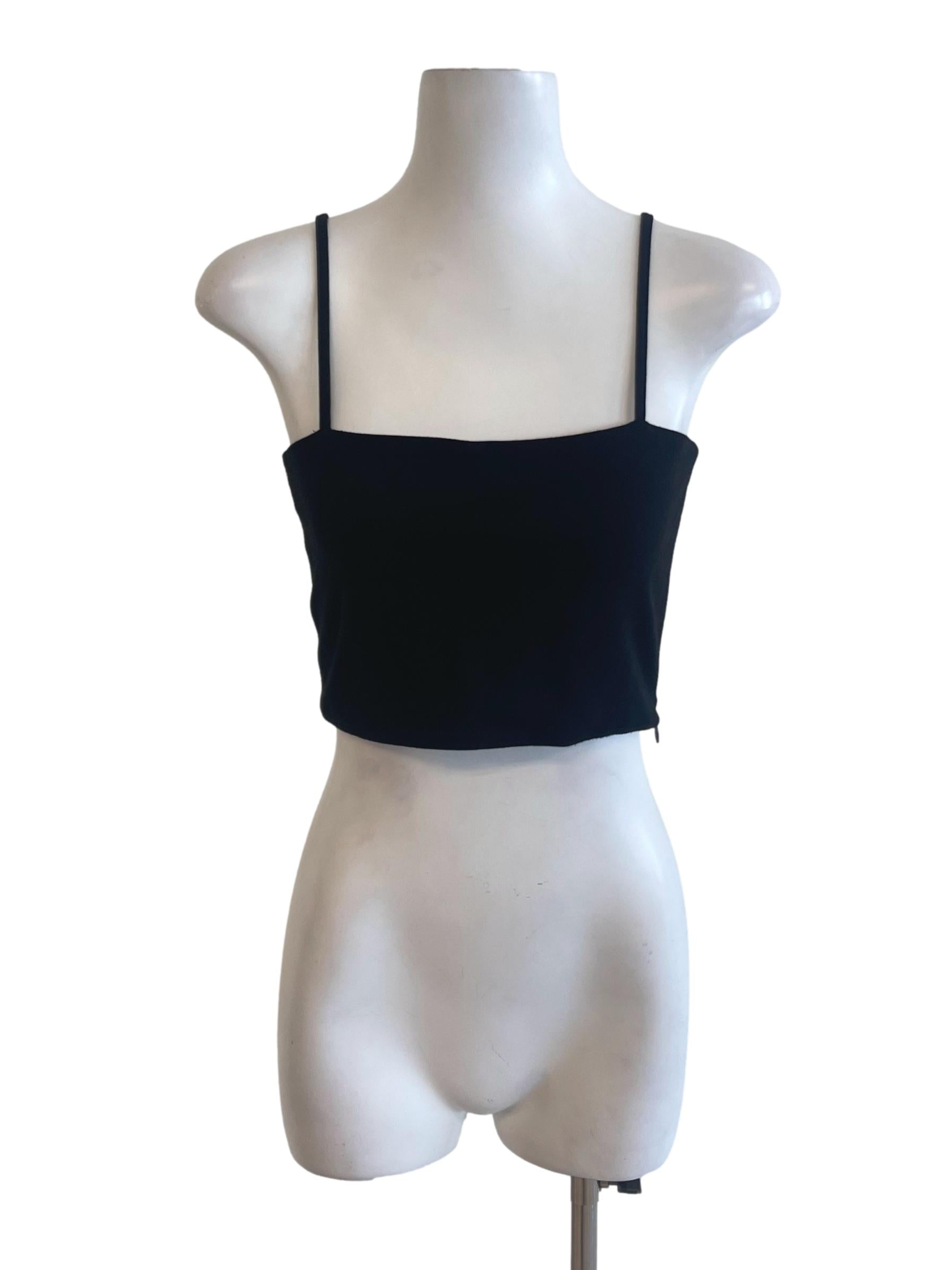 Black Spaghetti Strap Crop Top YHF