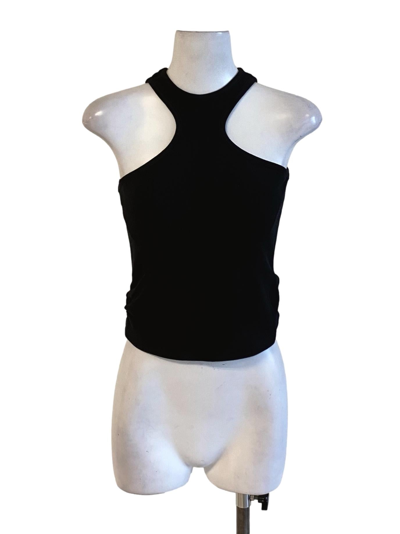 Rich Black Cut Out High Neck Fit Tank Top YHF