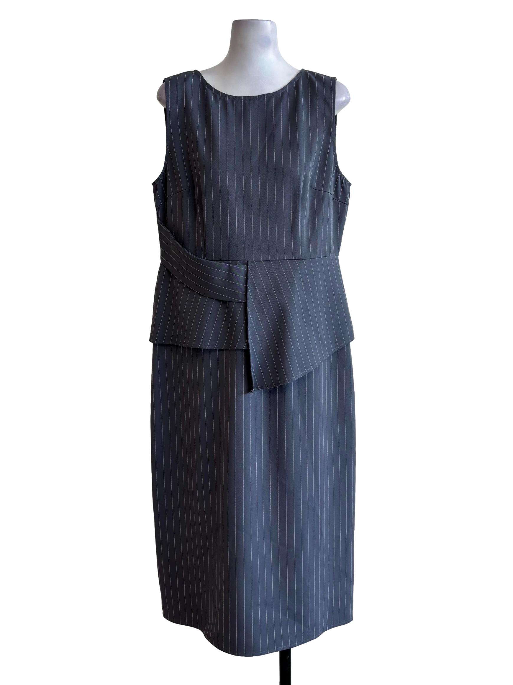 Abbey Grey Sleeveless Striped Dress