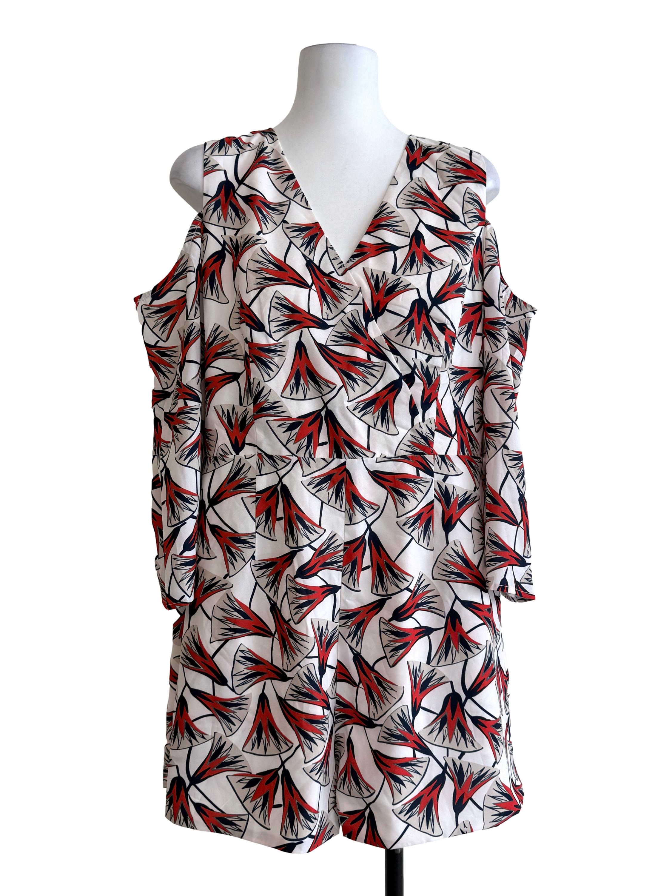 Multicolor V-Neck Printed Romper LB