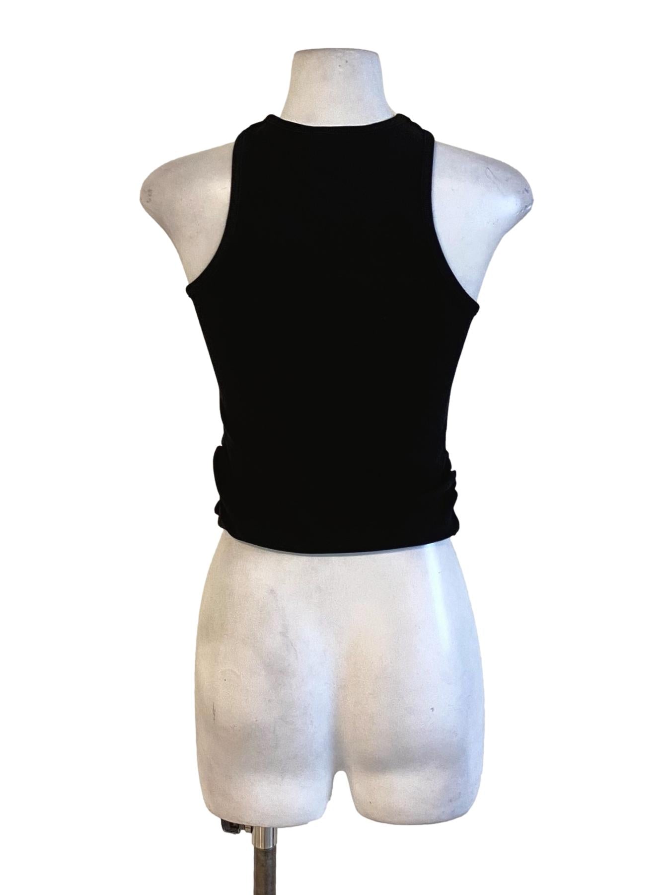 Rich Black Cut Out High Neck Fit Tank Top YHF