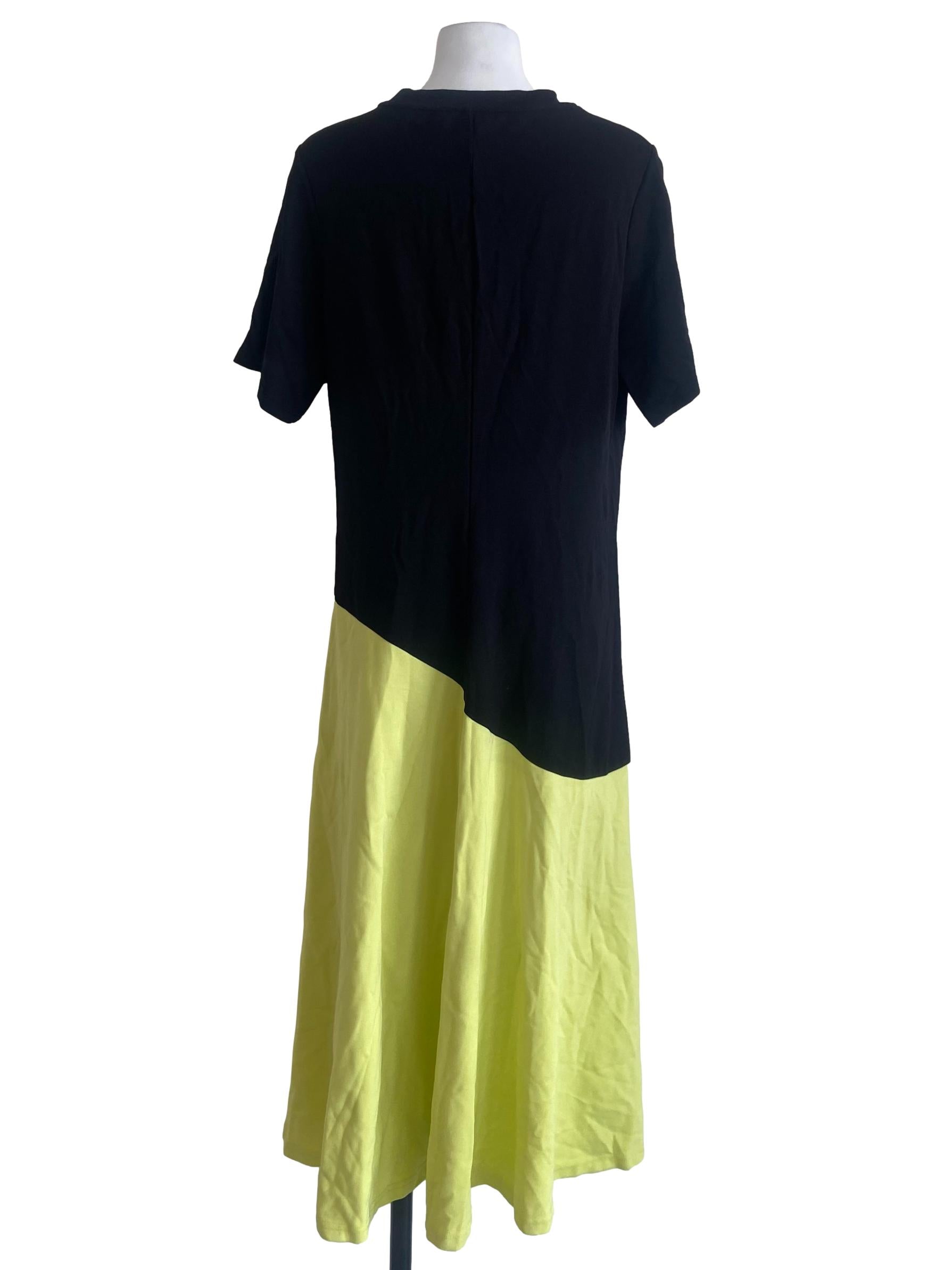 Black & Half Lemon Yellow Circle Dress