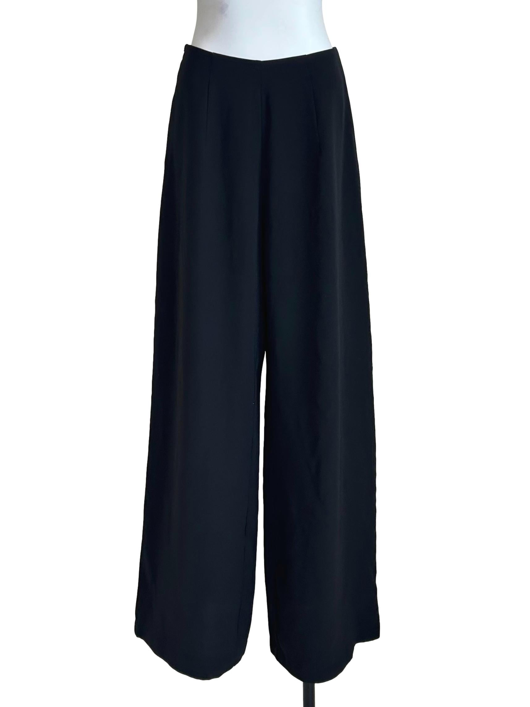 Black High-Waisted Wide-Leg Trousers