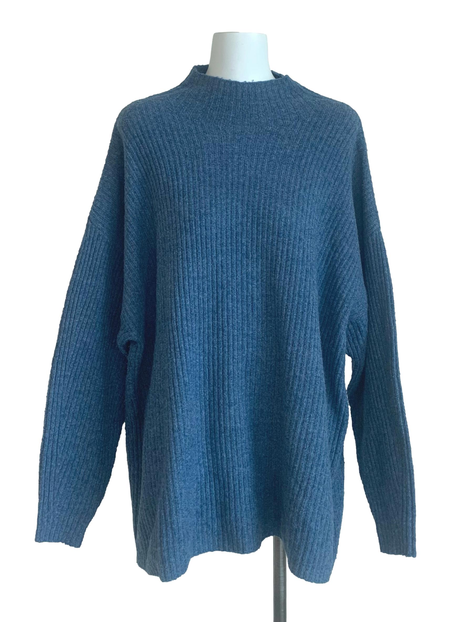 Aegean Blue Knitted High Neck Top LB