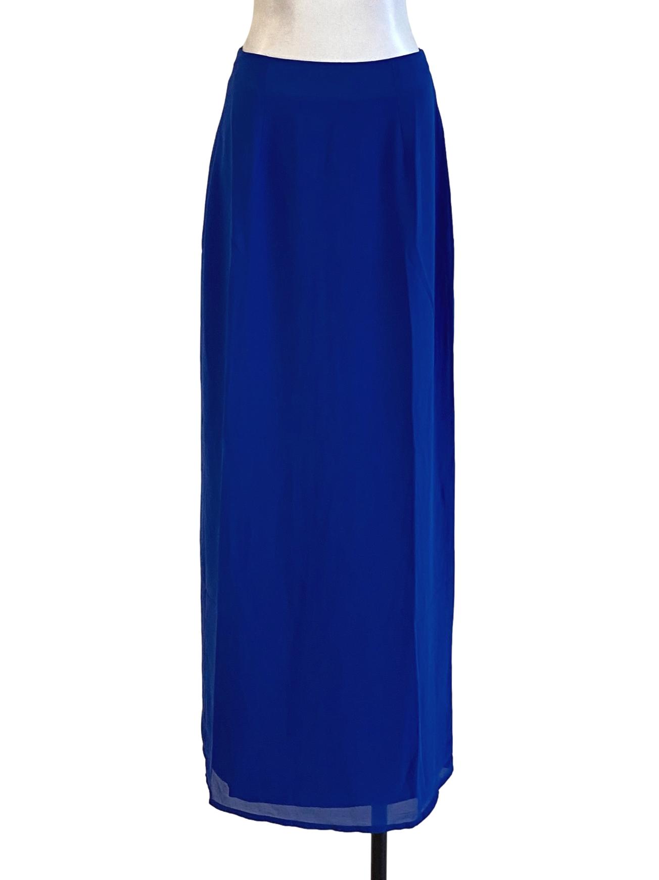 Royal Blue High Waisted Flowy Loose Slit Skirt YHF