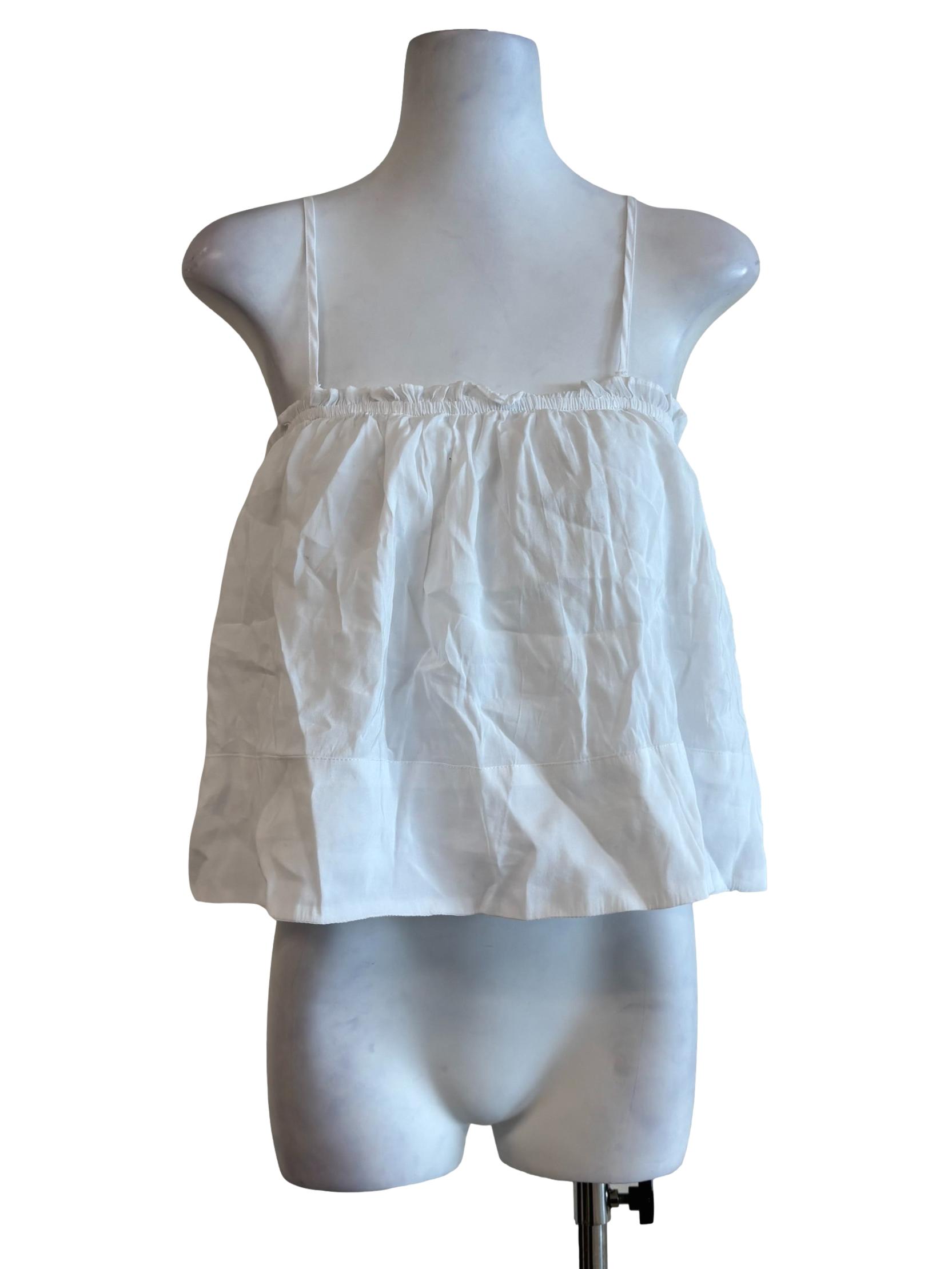 Pearl White Spaghetti Strap Cotton Top