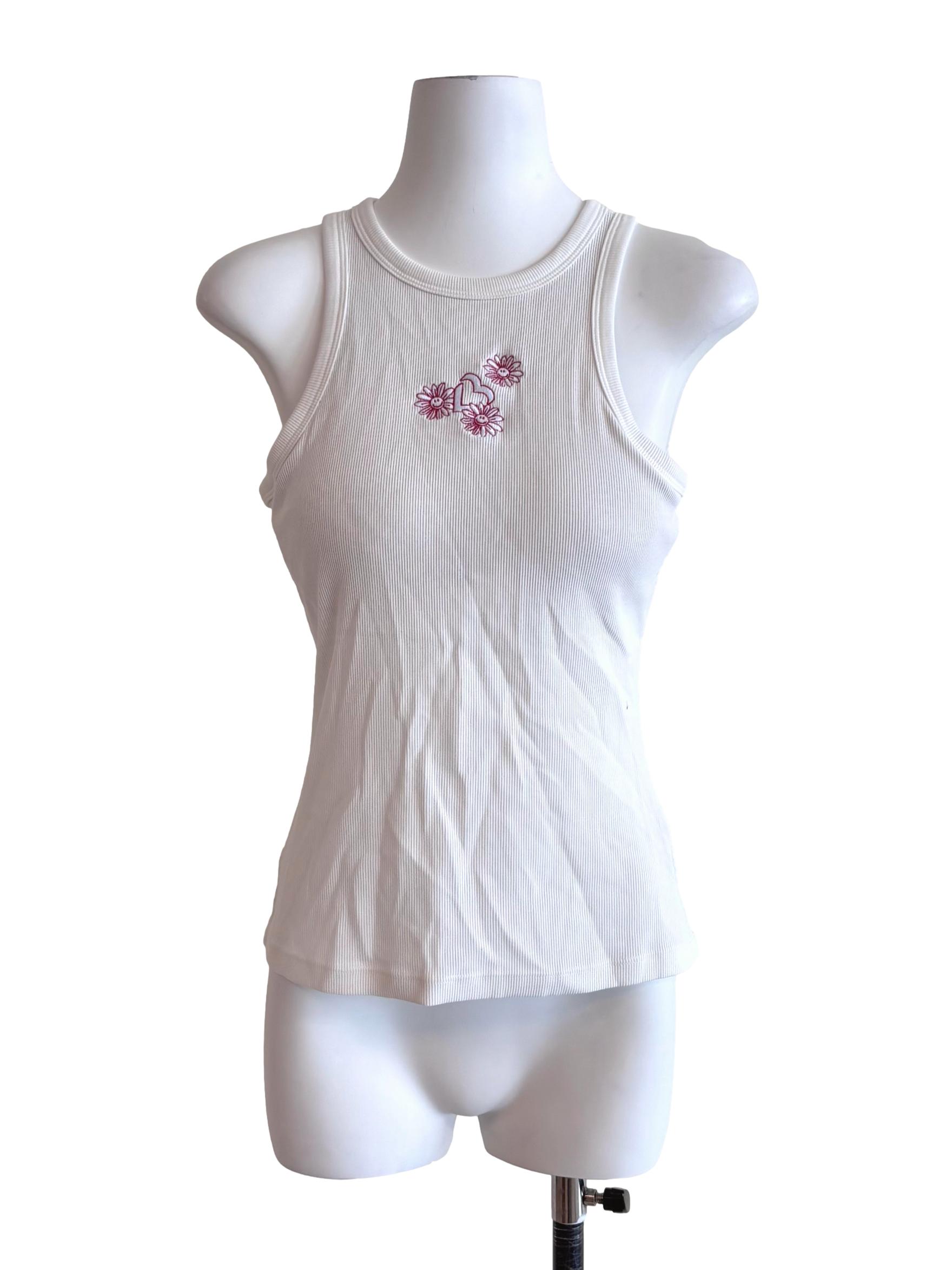 White Embroidered Tank Top LB