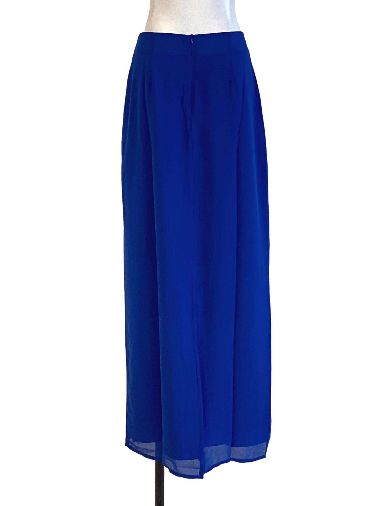 Royal Blue High Waisted Flowy Loose Slit Skirt YHF