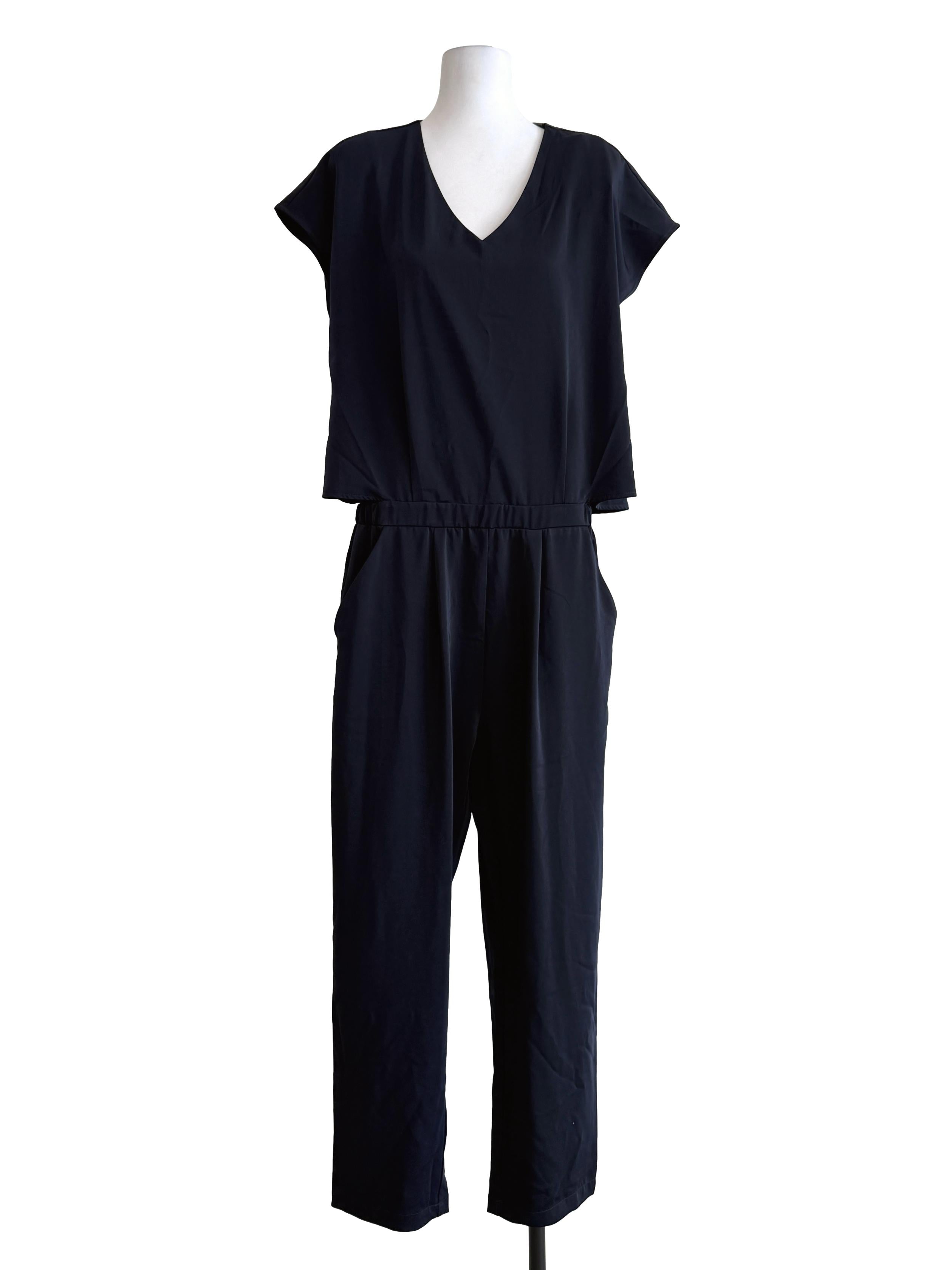 Indigo Blue Satin V-Neck Jumpsuit