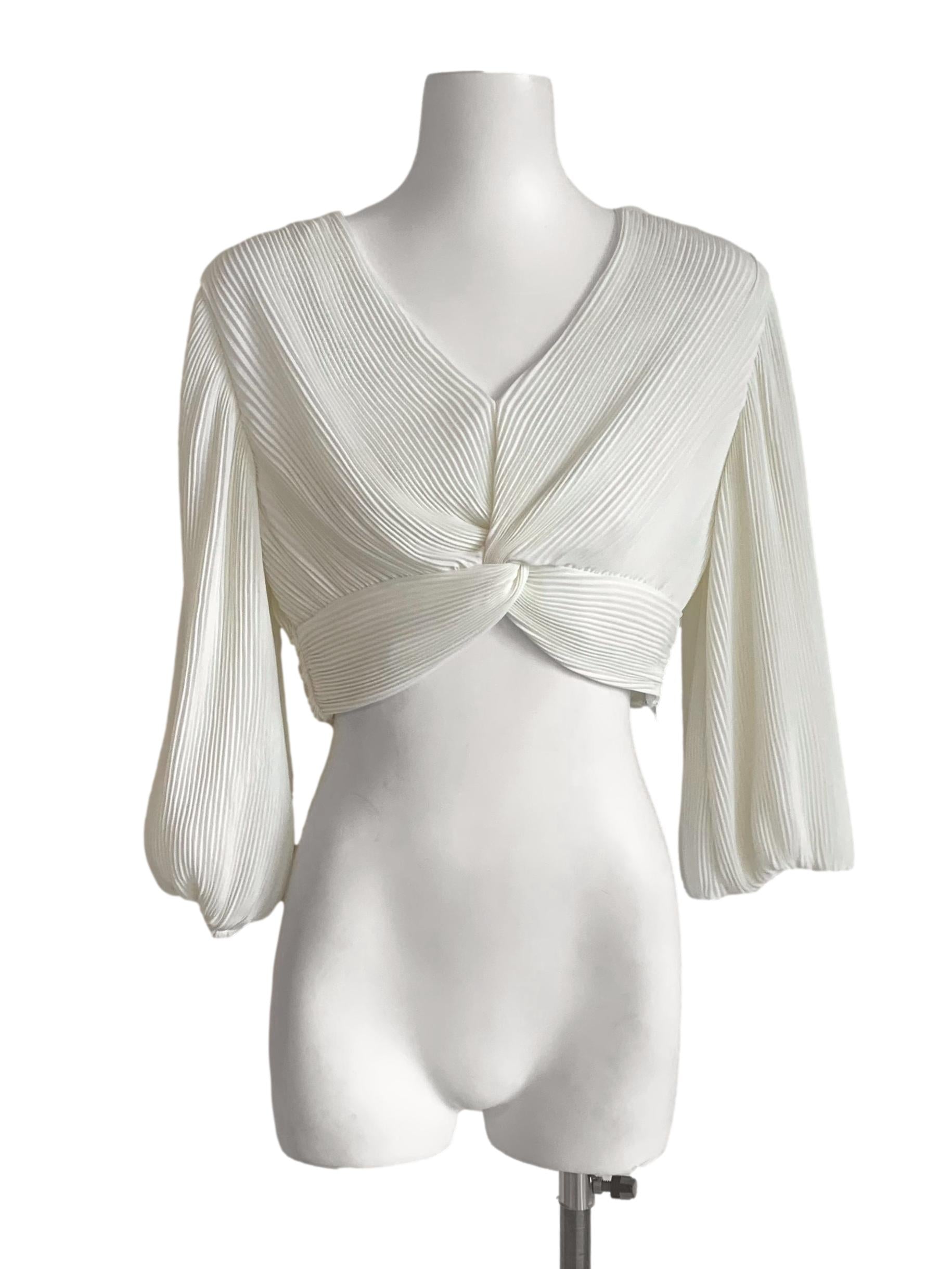 Ivory White Peasant Sleeves Top LB