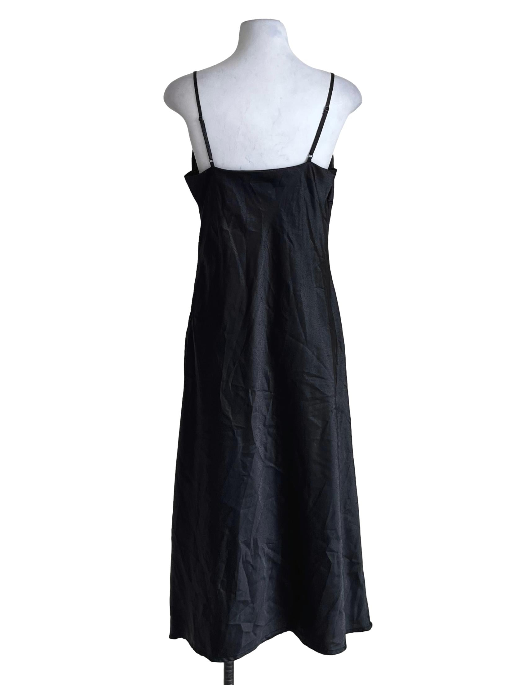 Black Spaghetti Strap Cowl Dress