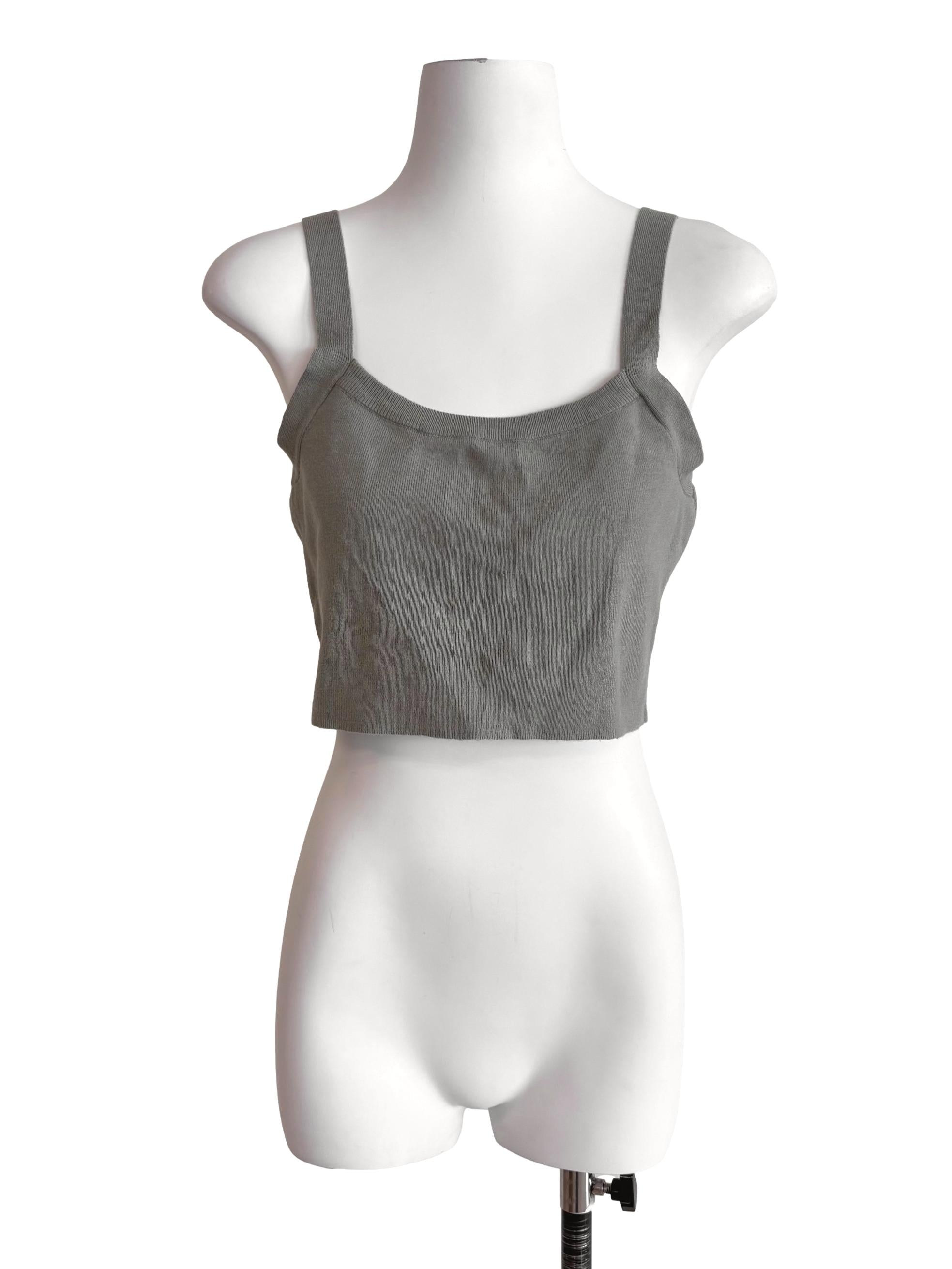 Sage Green Cropped Knit Tank Top TCL