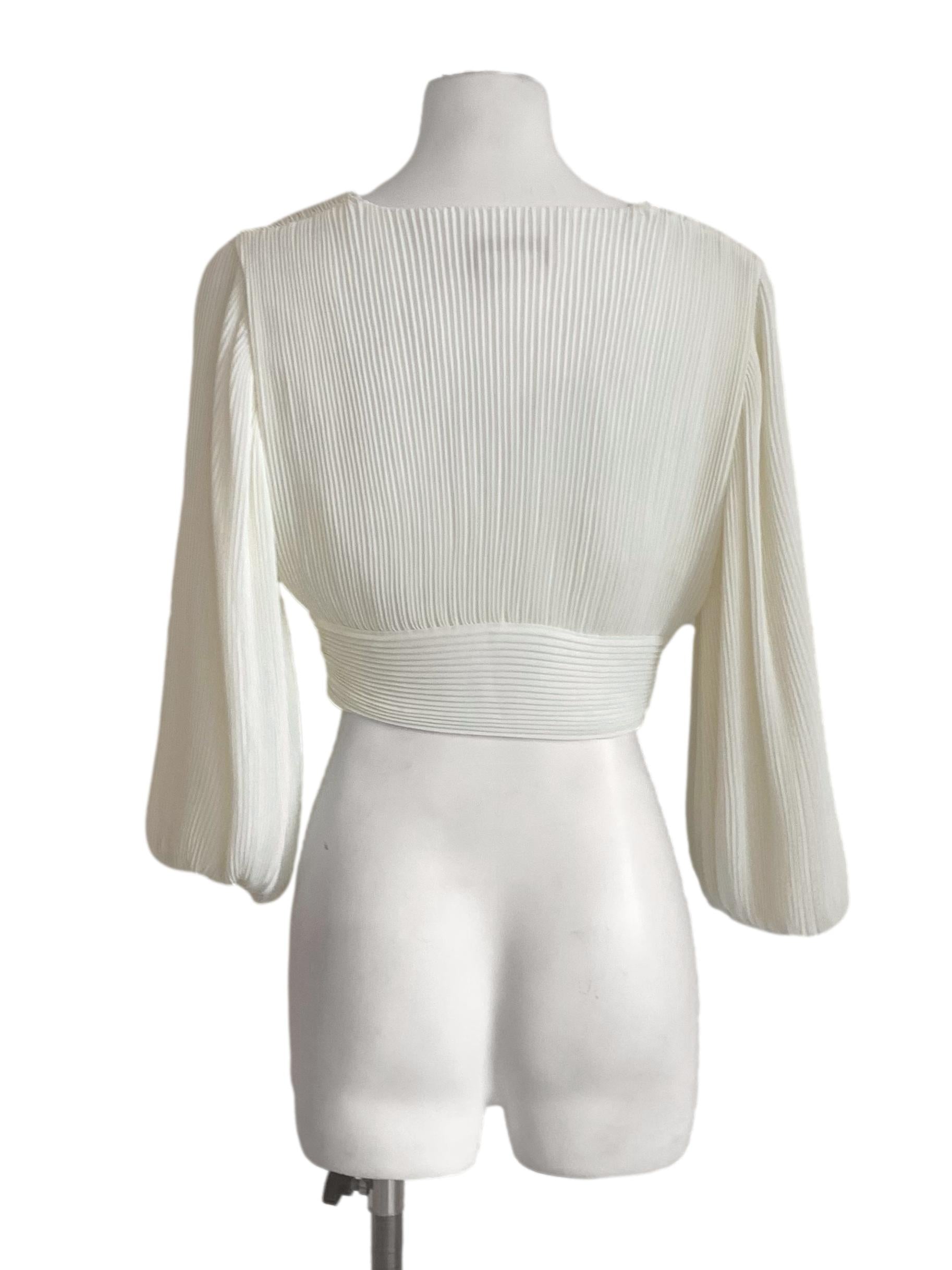Ivory White Peasant Sleeves Top LB