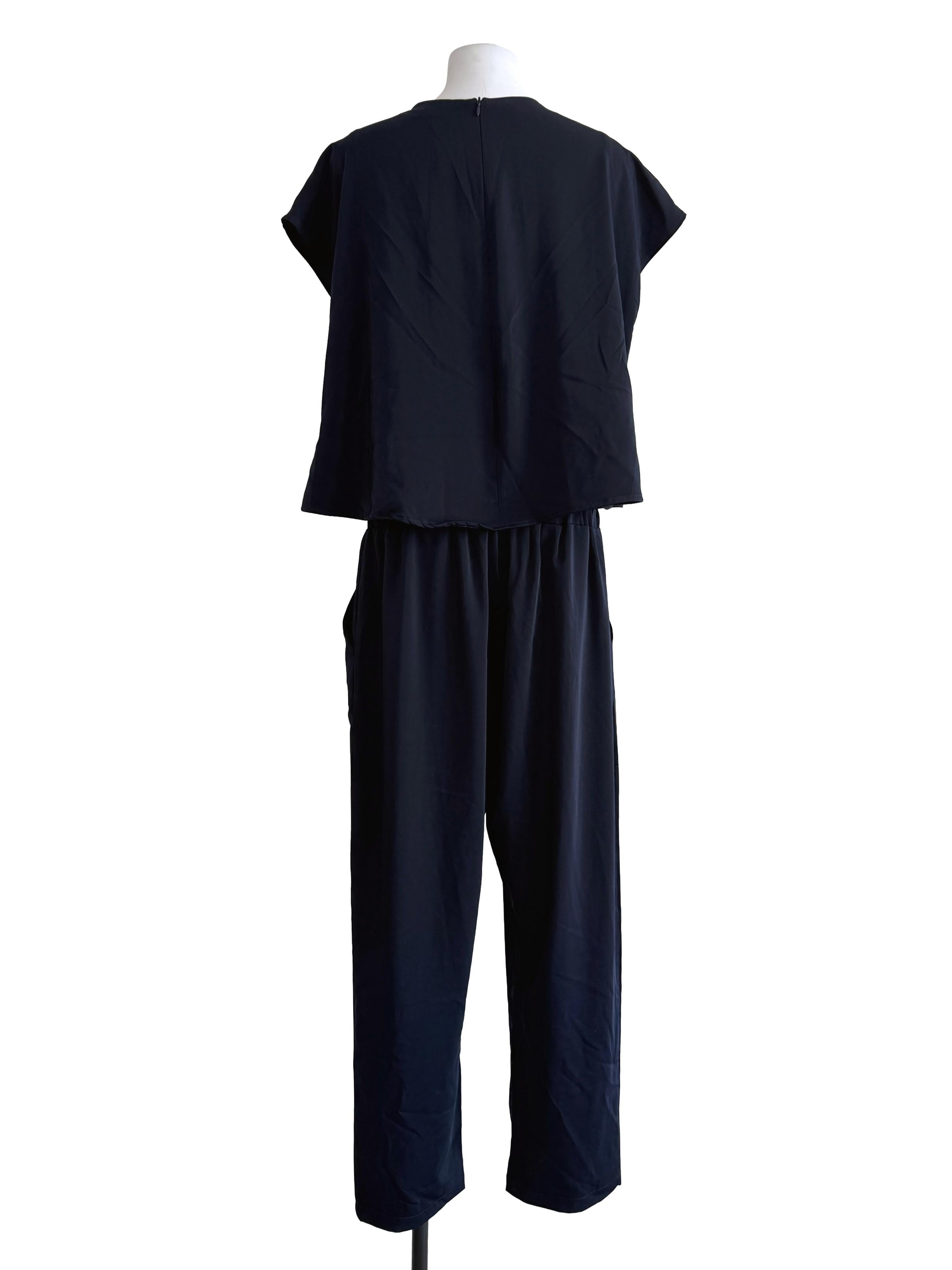 Indigo Blue Satin V-Neck Jumpsuit